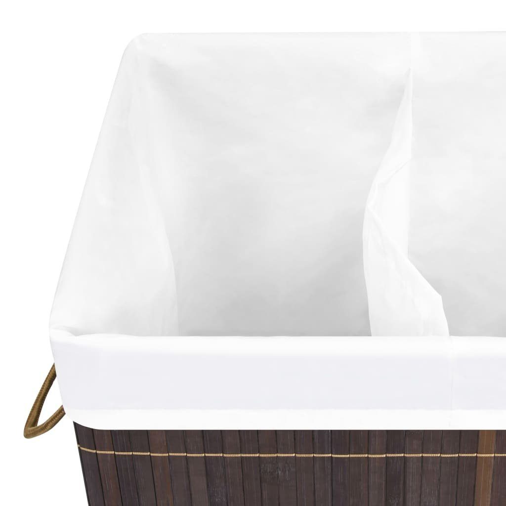 vidaXL Wäschekorb Bambus-Wäschekorb mit 2 Fächern Braun 72 L (1 St)