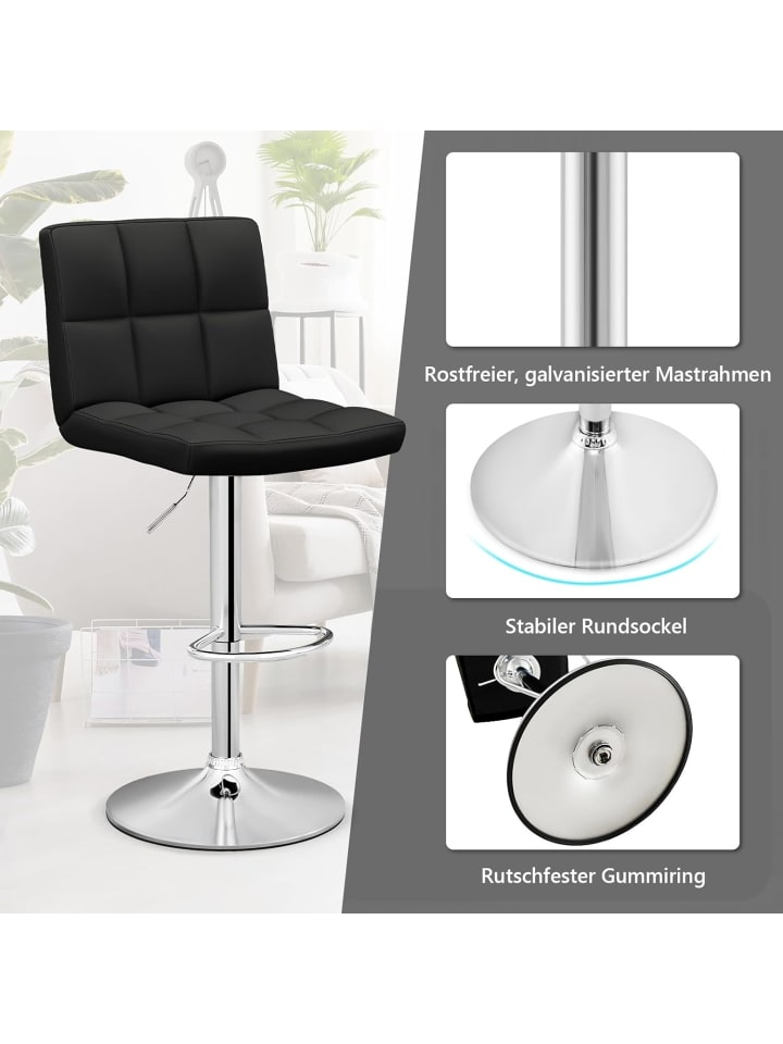 COSTWAY Barhocker drehbar höhenverstellbar in Schwarz günstig kaufen onesize