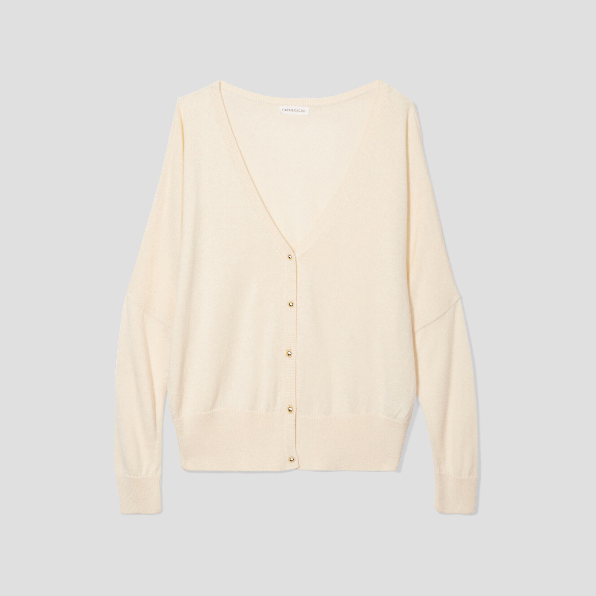 Gilet manches longues ample ecru femme | Cache Cache