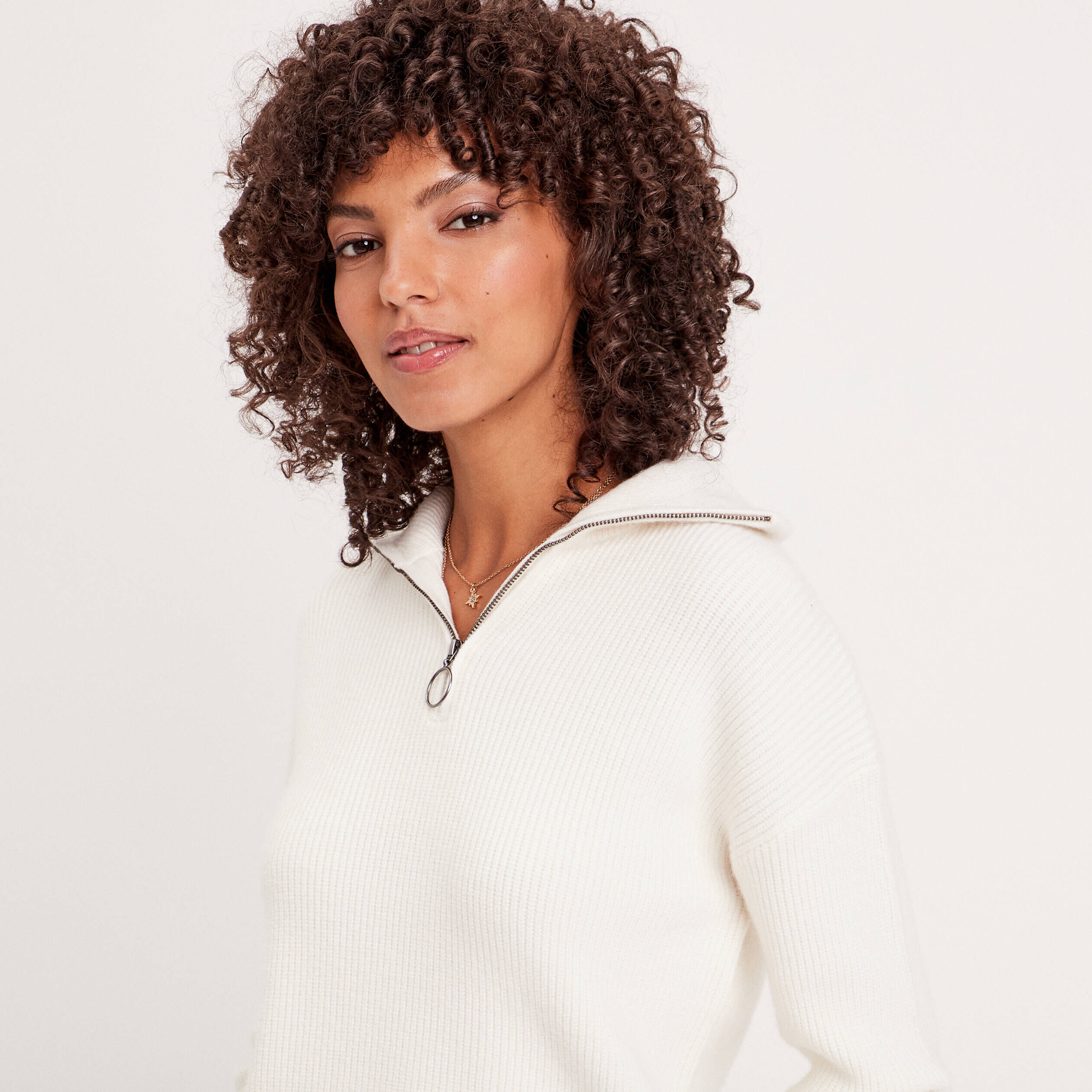 Pull col camionneur ecru femme | Cache Cache