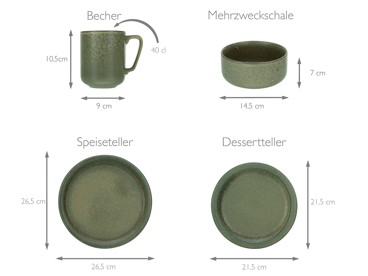 CreaTable Sylt dark green Kombiservice 8-tlg