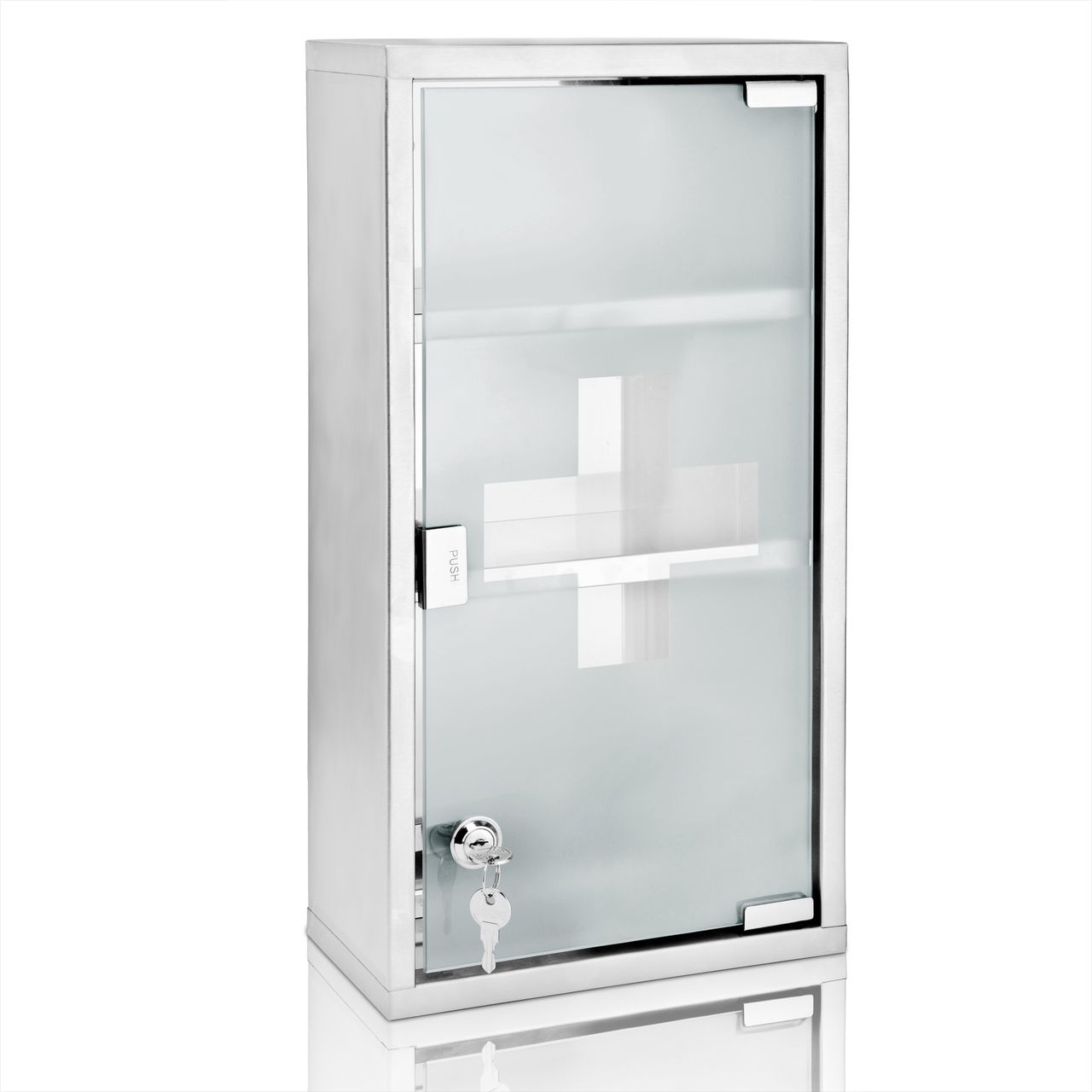 DEUBA Medizinschrank Erste Hilfe groß 48,5 x 25 x 12cm silber
