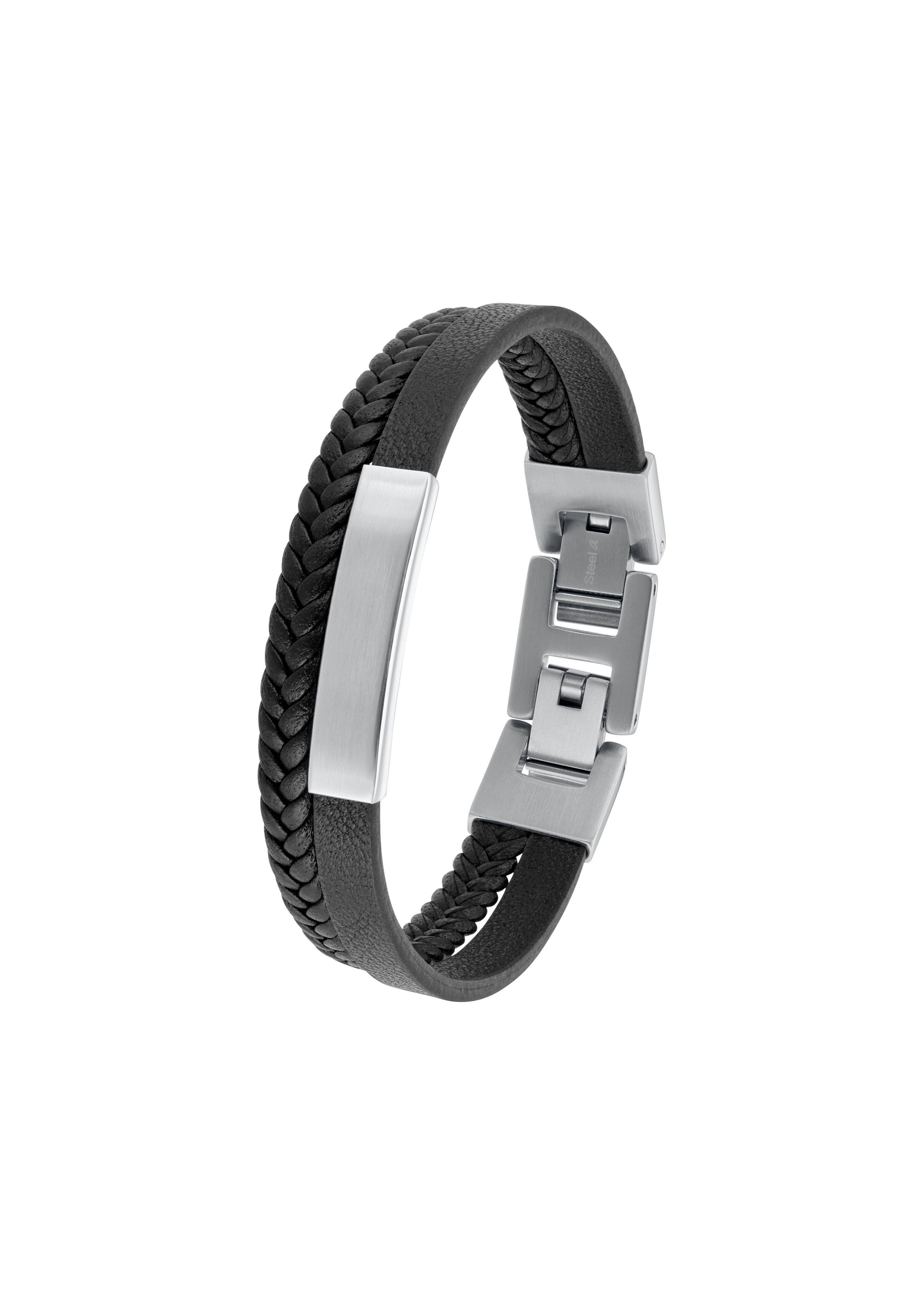 Lederarmband mit Edelstahl  6008943-99B0