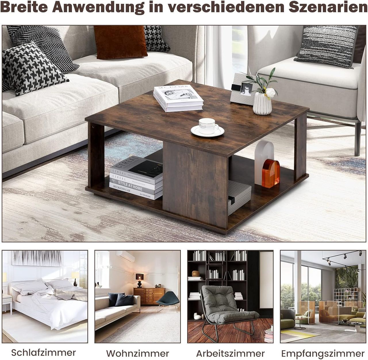Costway 2 Ebenen Couchtisch aus Holz