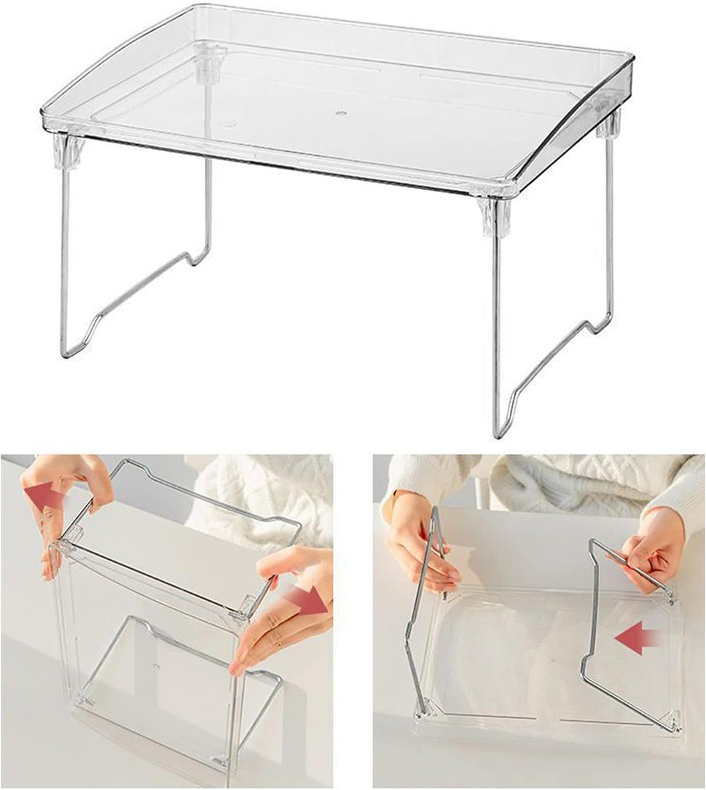 Wunderwelt Kosmetik-Kassette Transparent Stapelbare Regale Klappregal Make Up Organizer Ständer, 1-tlg., Zusammenklappbares Lagerregal, Desktop-Aufbewahrungsregal für Wasserbecher