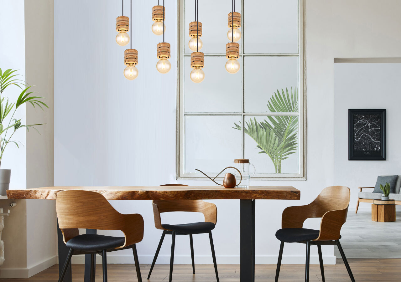 Globo Lighting - ANGELINE - Hängeleuchte Metall schwarz matt, 8x E27