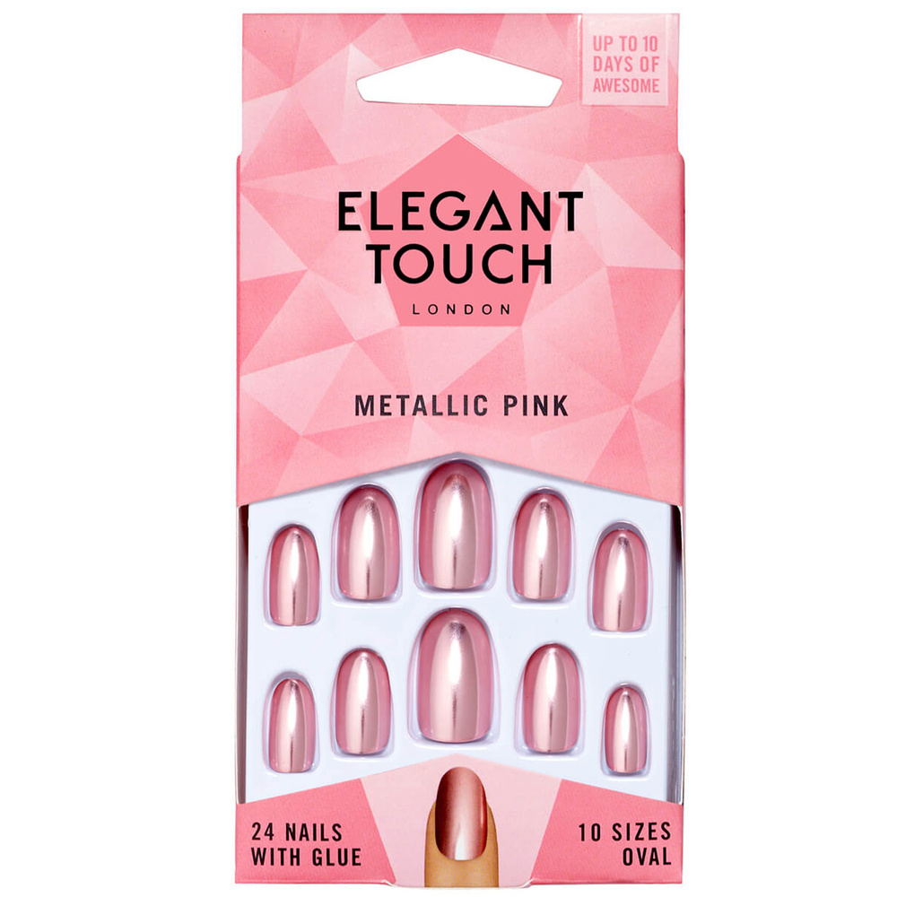 elegant touch Polish Metallic pink Faux ongles