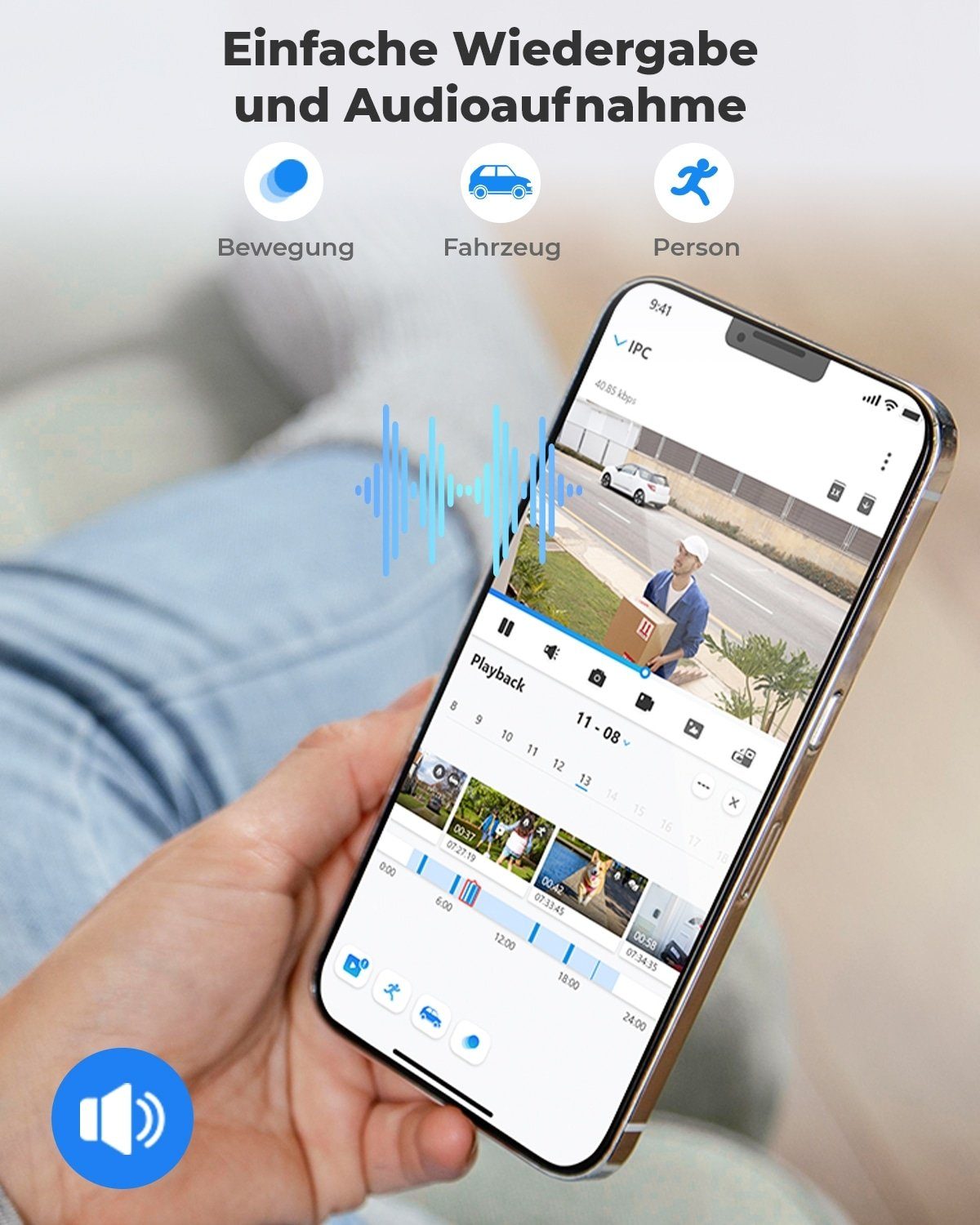 Reolink 510WA 5MP HD 2,4/5GHz WLAN IP Überwachungskamera (1-tlg., mit Audio für Aussen, 30m IR Nachtsicht, 256GB SD Kartenslot und Smarte Bewegungserkennung, Fernzugriff)