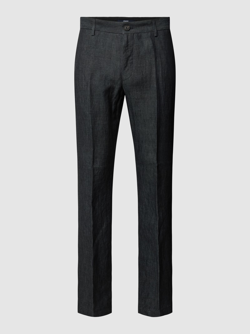 Leinenhose in melierter Optik in anthrazit