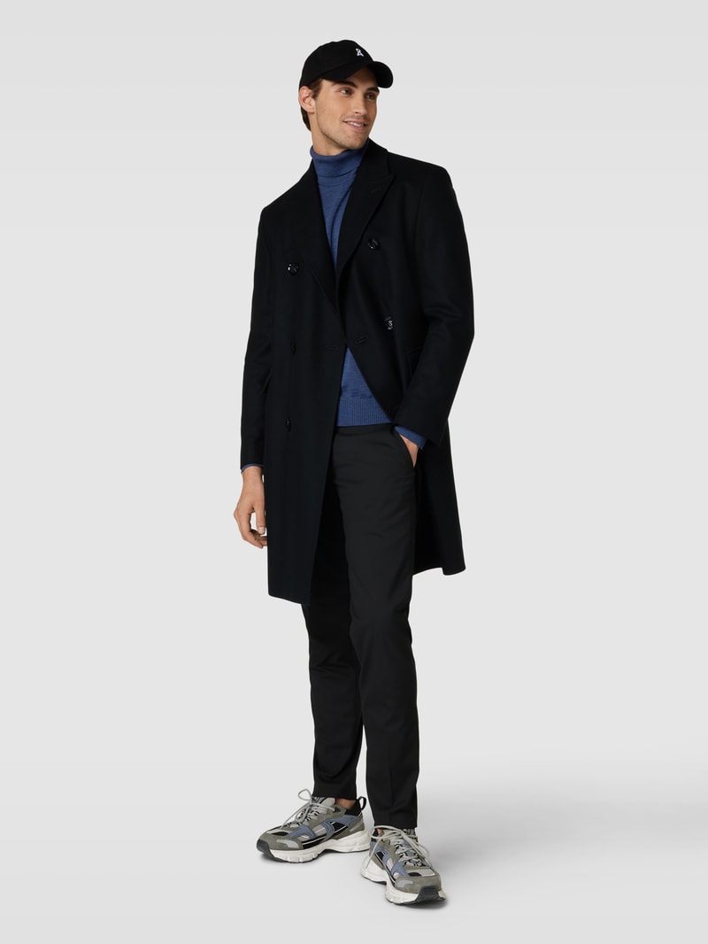 Rollkragenpullover aus Wolle Modell 'ROLLI' in ozean blau meliert