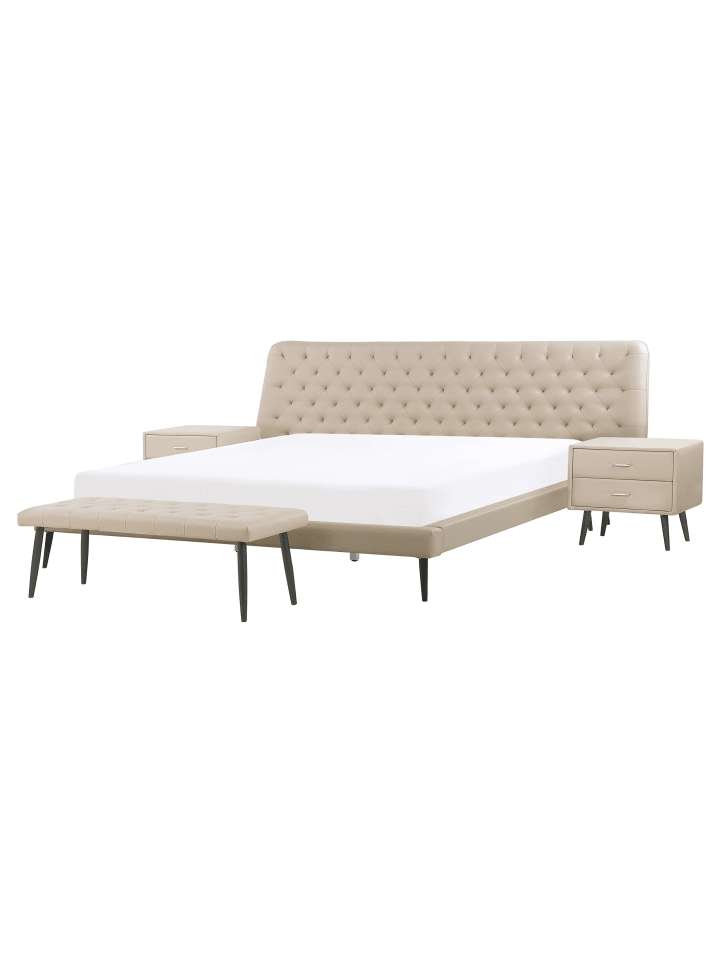 Beliani 4-tlg Schlafzimmer Set ESSONNE in Beige günstig kaufen onesize