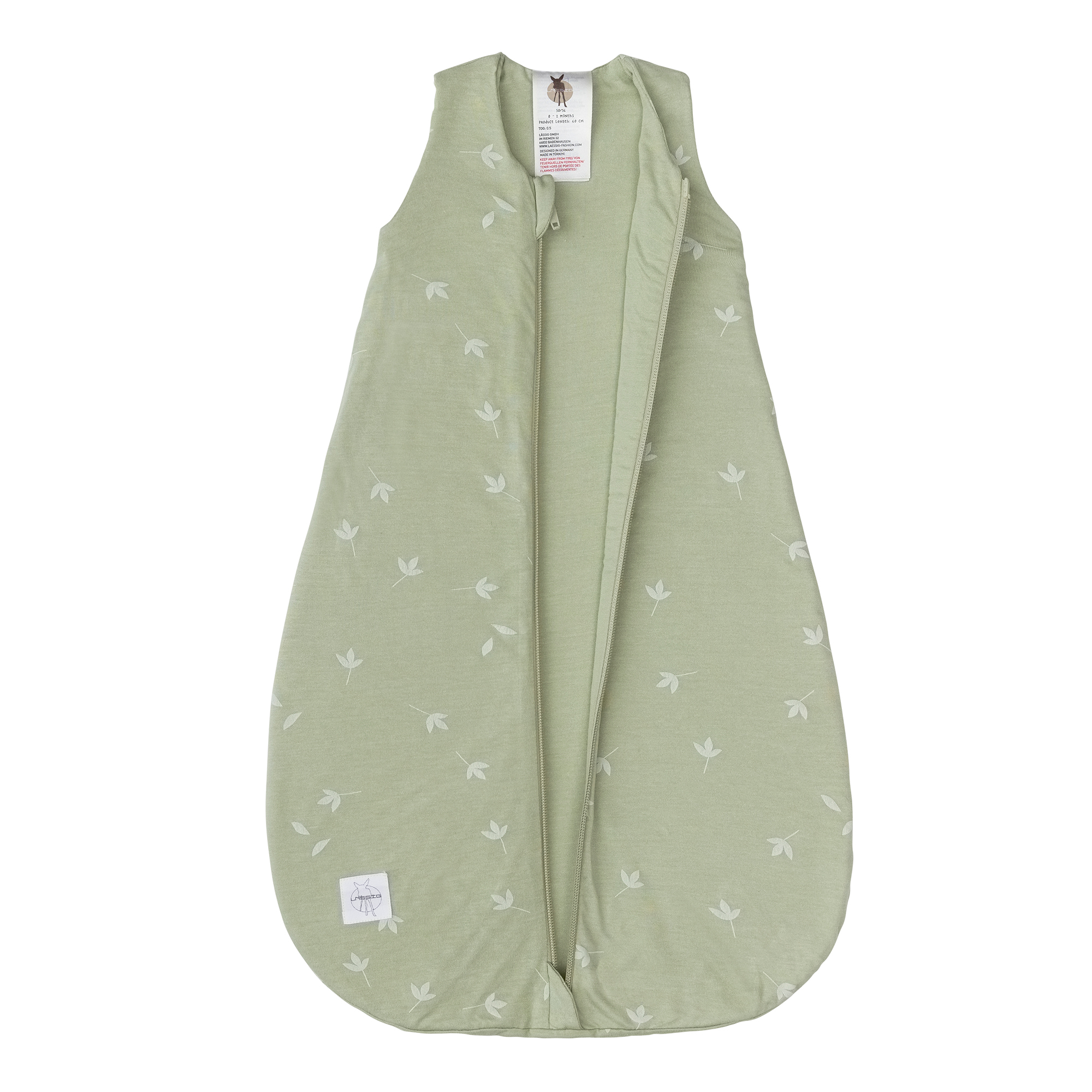 Baby Schlafsack 0,5 TOG - Blätter, Oliv