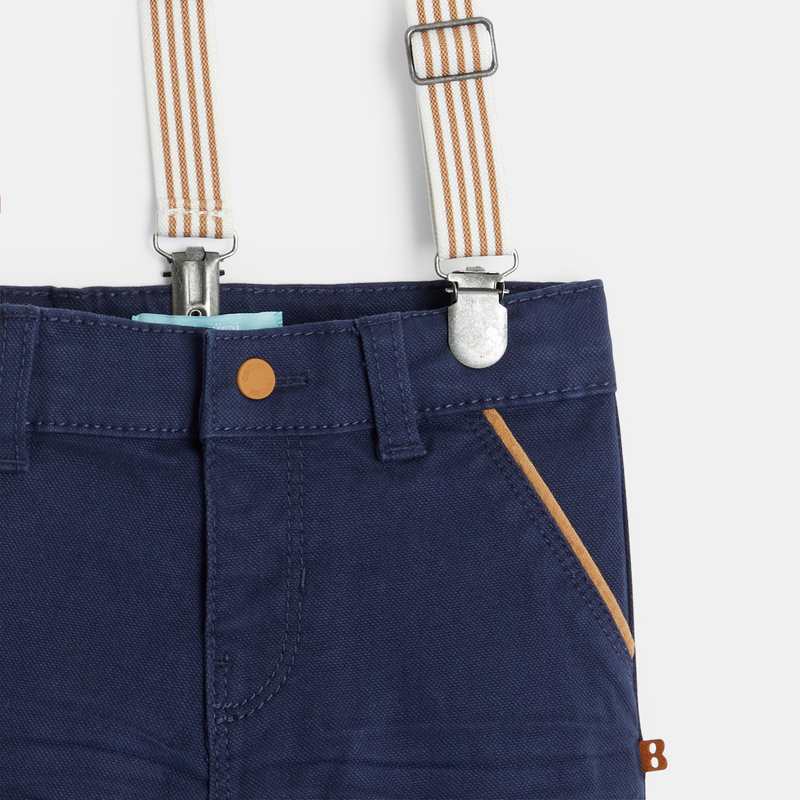 Pantalon à bretelles amovibles bleu bébé garçon
