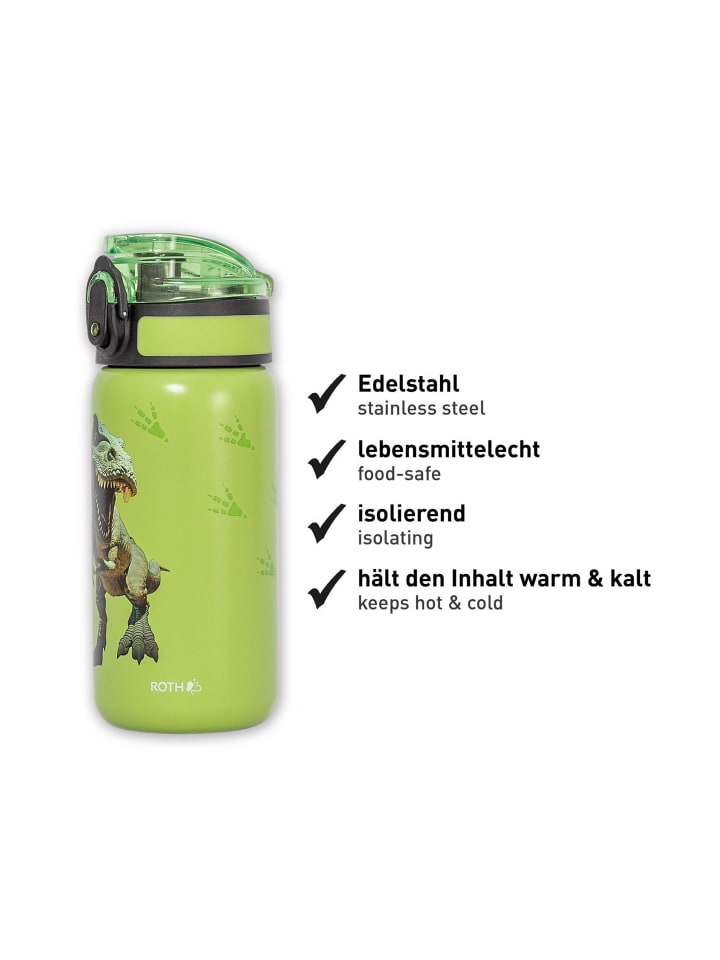 ROTH Kinder-Trinkflasche Tyrannosaurus, Edelstahl 350 ml in Grün günstig kaufen onesize