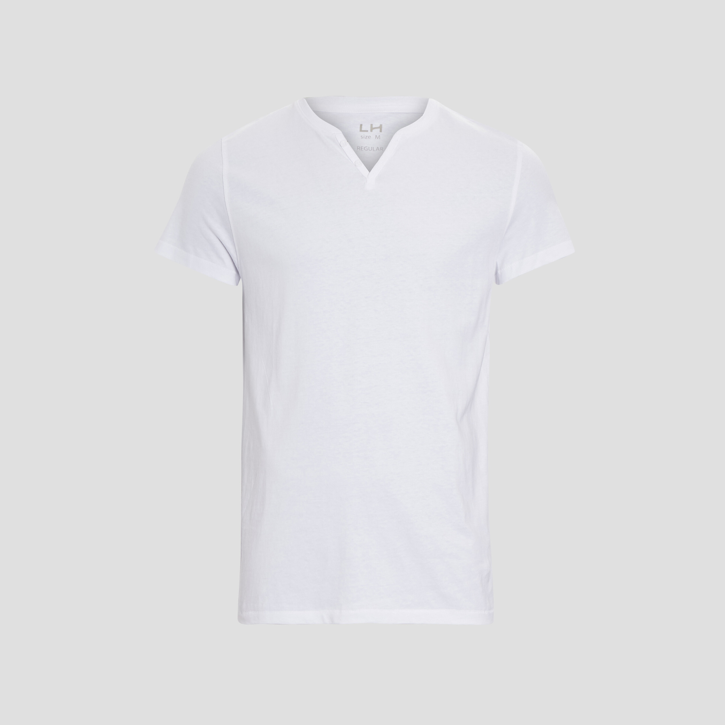 T-shirt manches courtes col tunisien blanc homme | La Halle