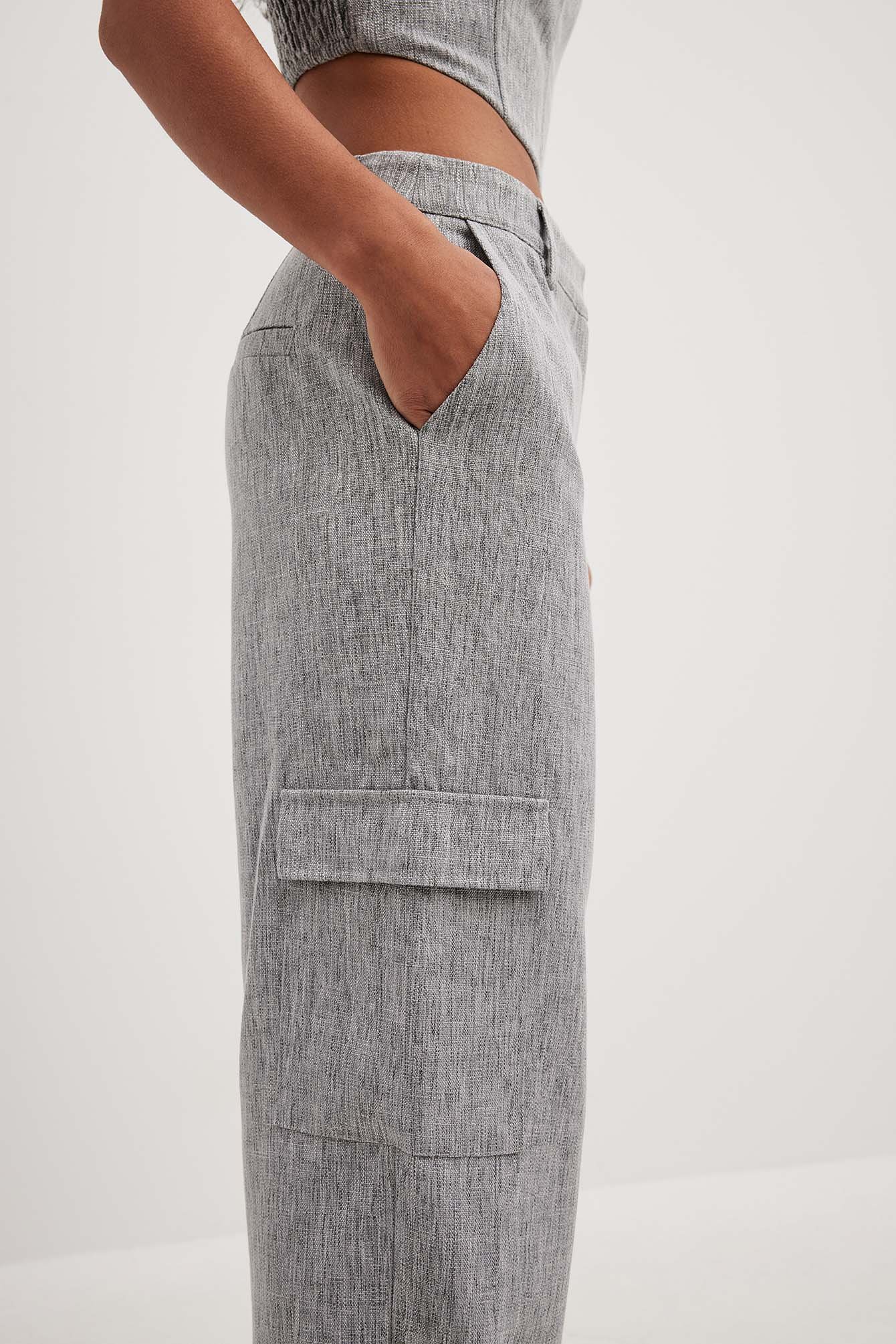 Hohe Mid-Rise Cargo-Hose in Melange