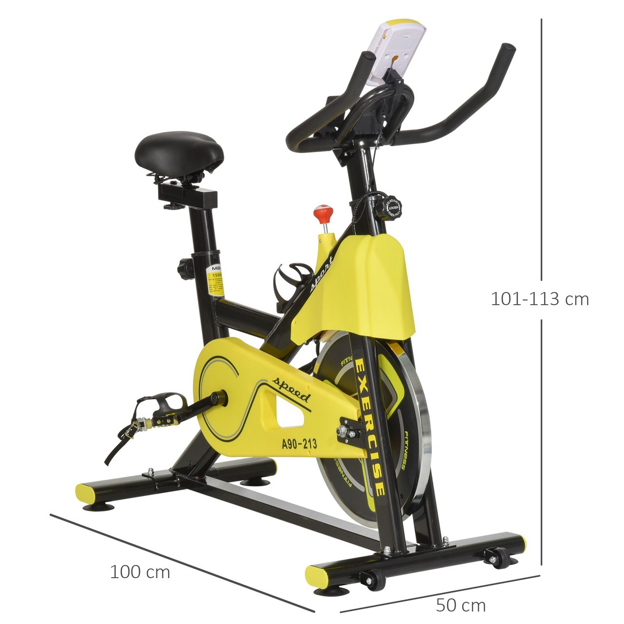 HOMCOM Fahrradtrainer höhenverstellbar Rollentrainer Stahl ABS Gelb Schwarz