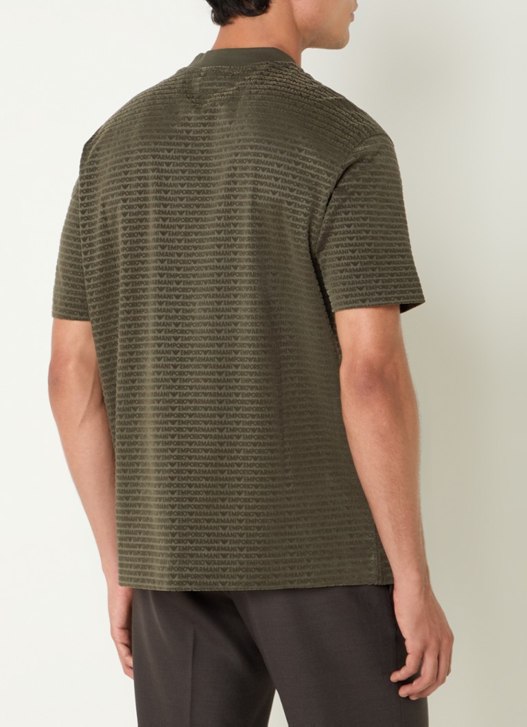 Tricou Emporio Armani din amestec de lyocell cu logo imprimat