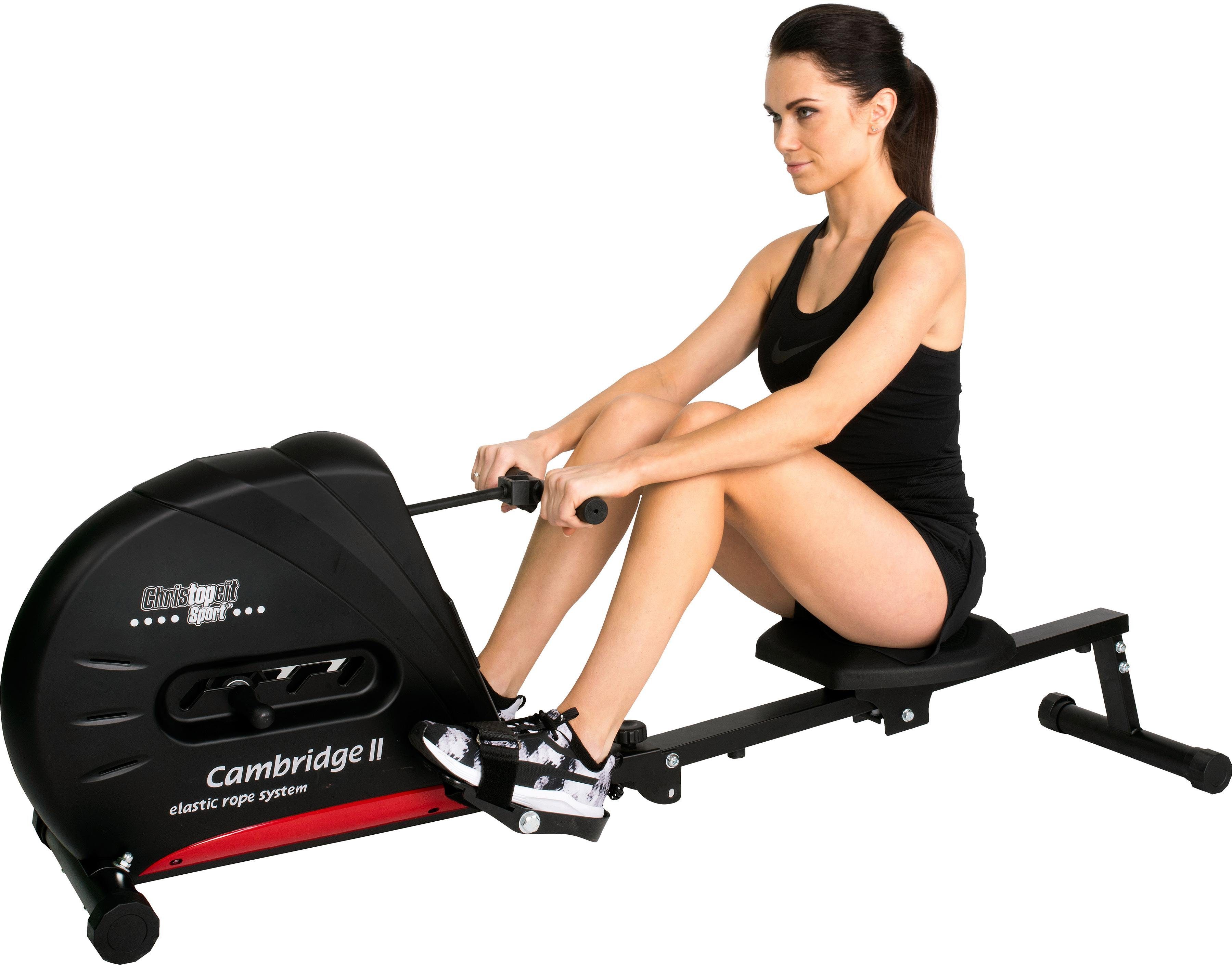 Christopeit Sport® Rudergerät Cambridge II Black Edition, Ruderschiene platzsparend hochklappbar