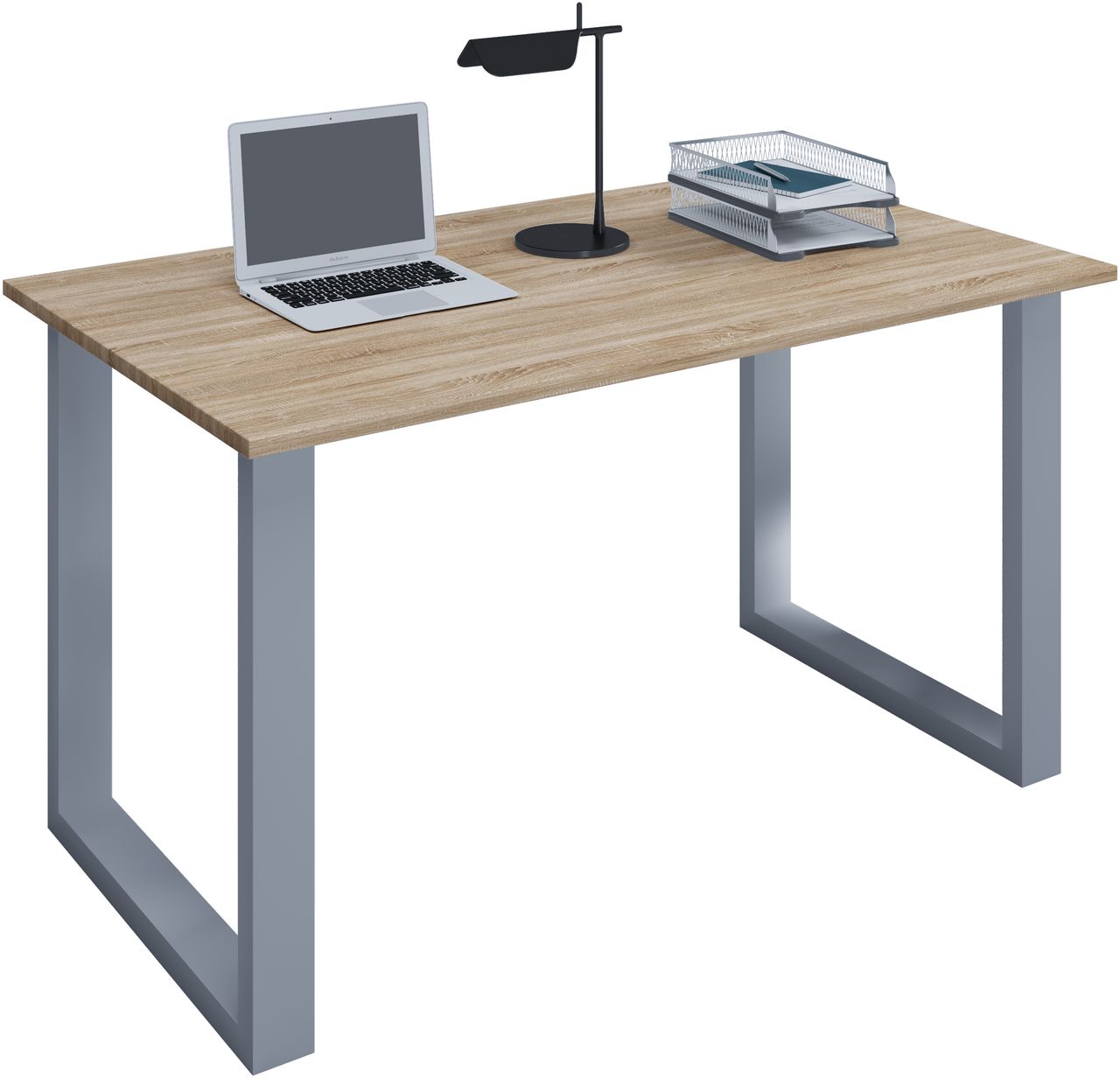 VCM Schreibtisch Lona 110x50 U-Fußgestell Sonoma-Eiche/silber