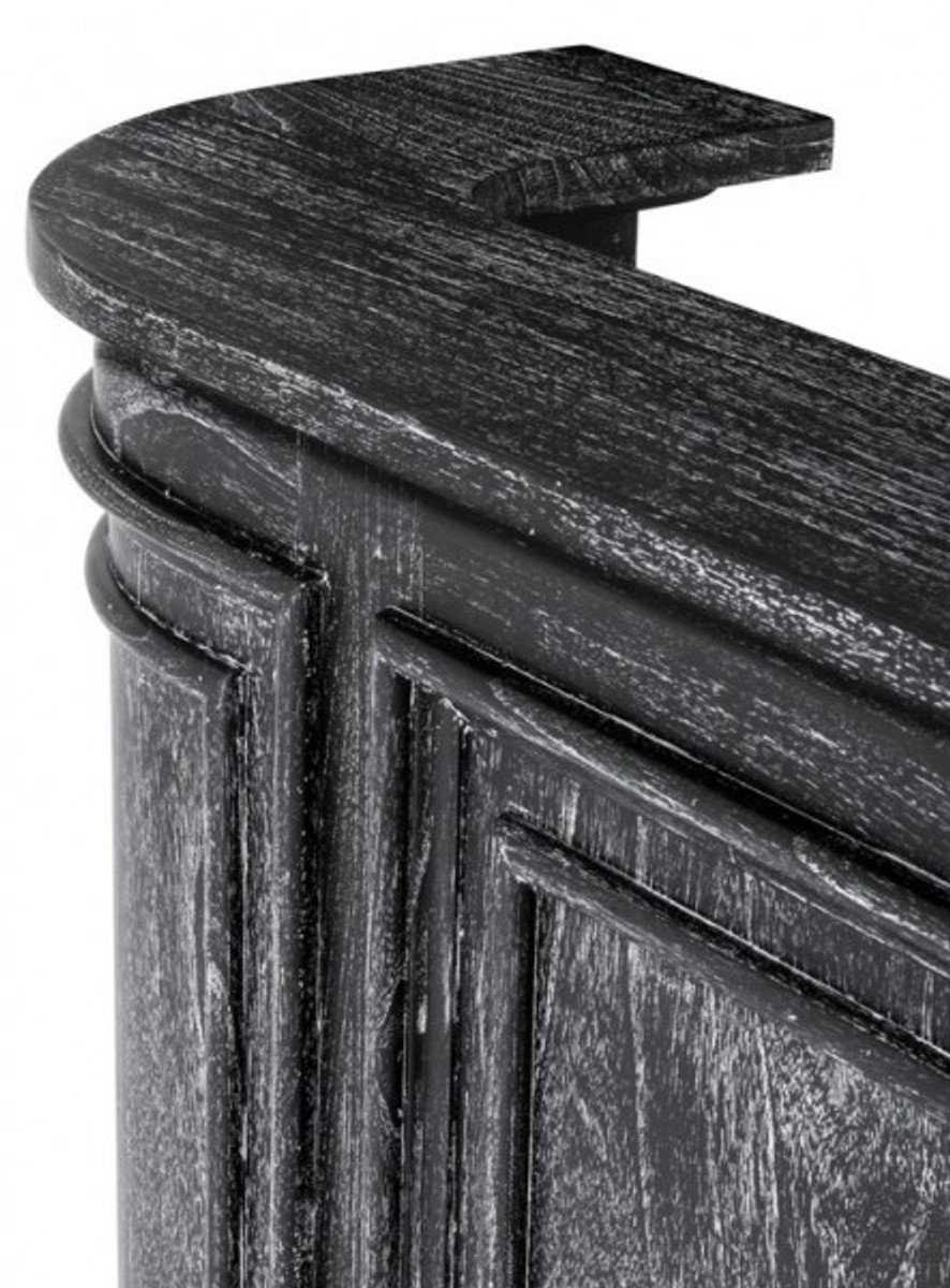 Casa Padrino Barschrank Vintage Look Theken Schrank 190 cm Theke Schwarz Washed Antik Stil - Ladentheke Ladeneinrichtung