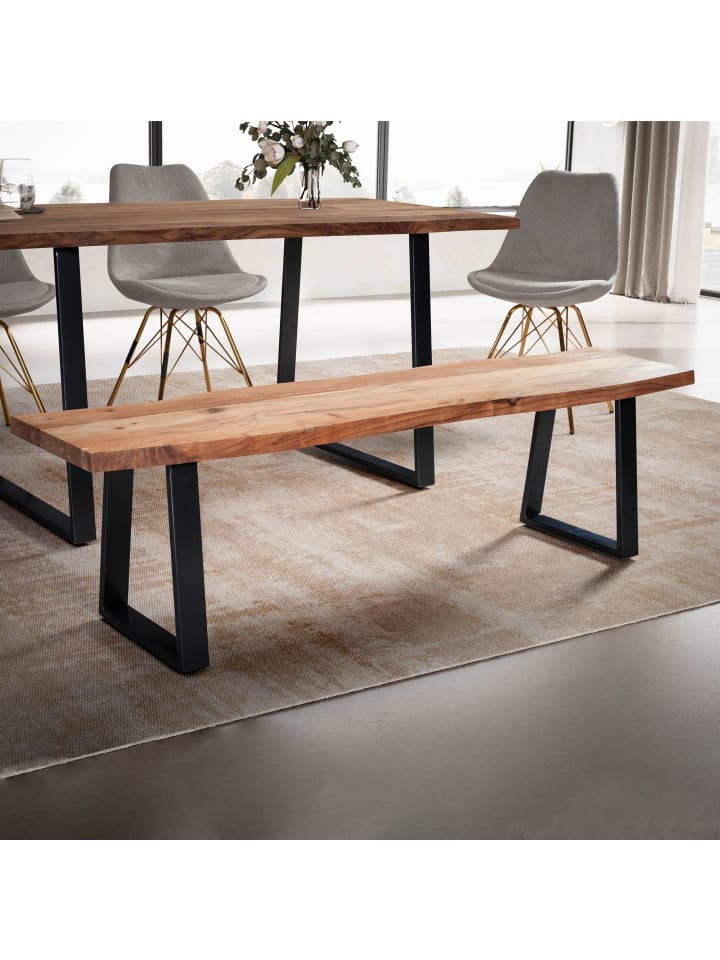 KADIMA DESIGN Esszimmerbank 120x40x45,5 cm Massivholz / Metall mit günstig kaufen
