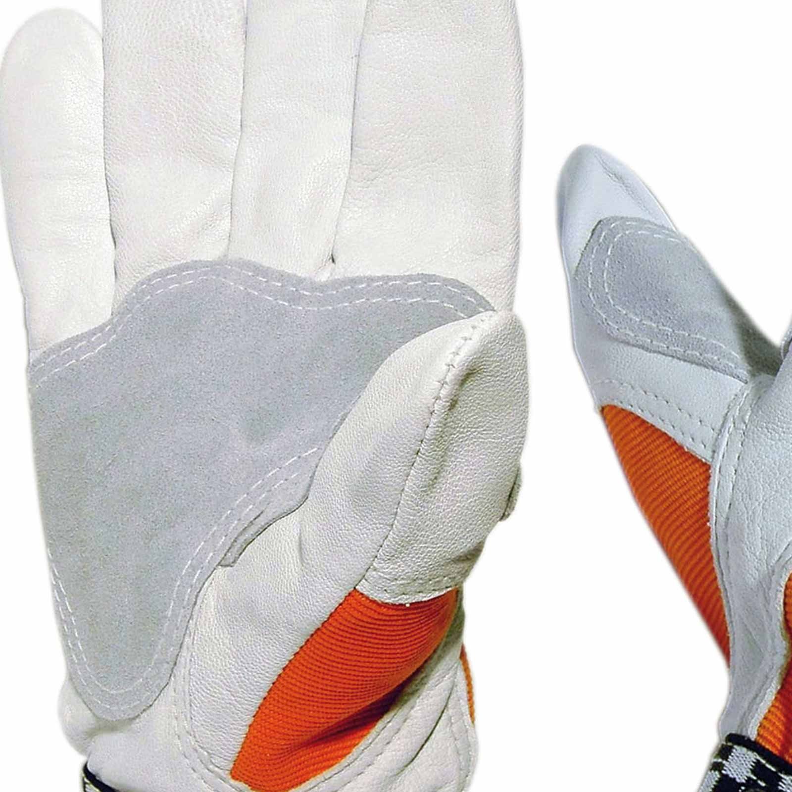 Keiler Forst Leder-Arbeitshandschuhe Schutzhandschuhe Keiler Fit, orange, mit Reflektor, Forsthandschuh