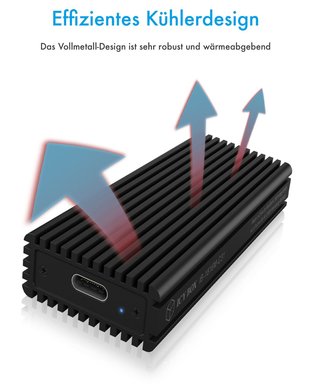 ICY BOX IB-1816M-C31, Gehäuse für 1x NVMe mit USB 3.1 (Gen 2) Type-Cund Type-A Anschluss