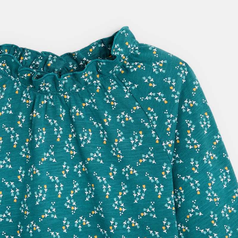 T-shirt volanté imprimé vert fille