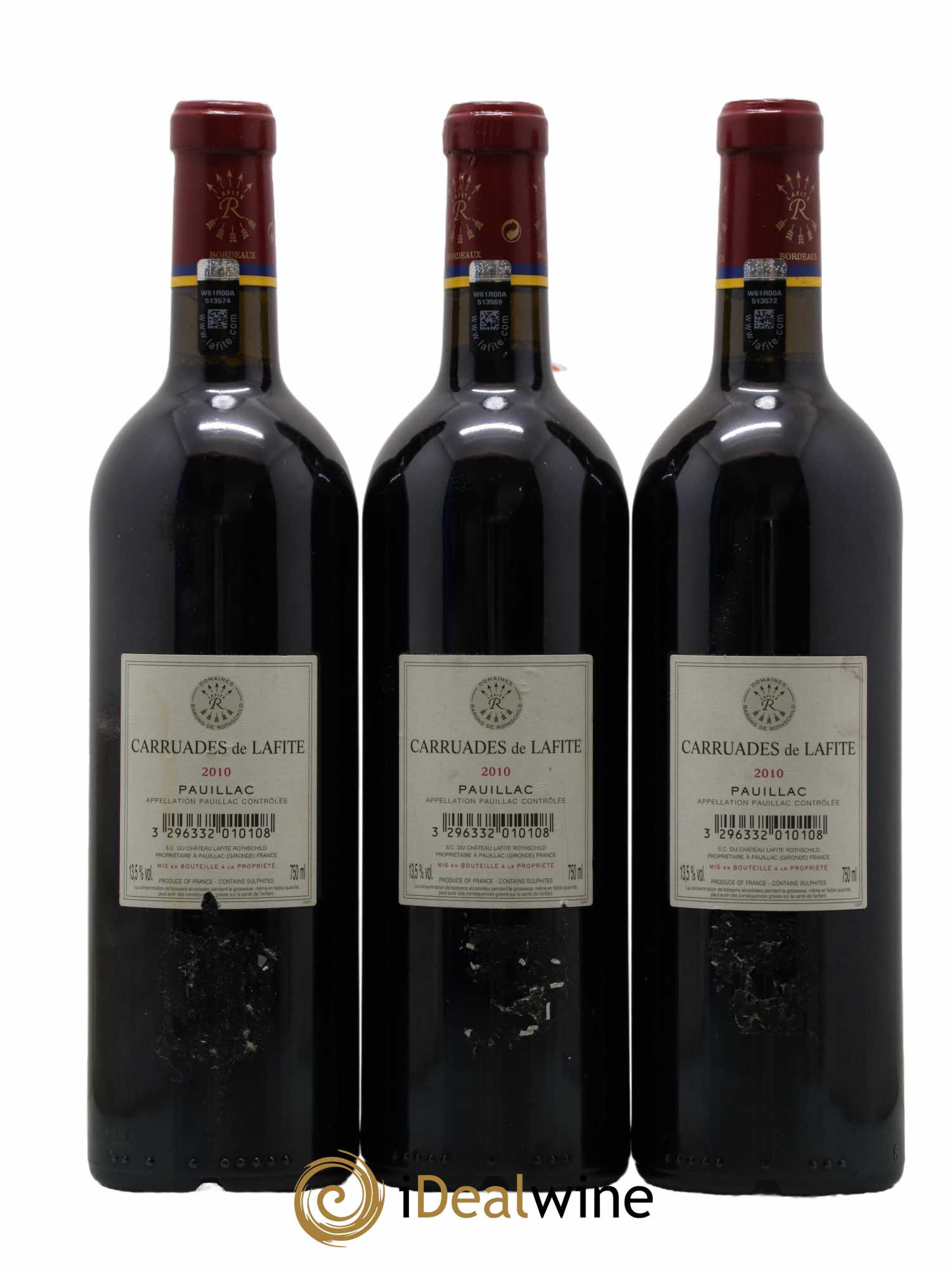 Carruades de Lafite Rothschild Second vin  2010 - Lot de 3 Bouteilles