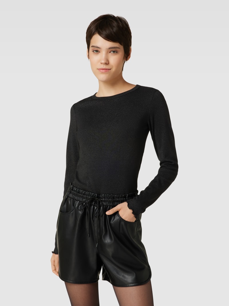 Longsleeve mit Viskose-Anteil und Effektgarn in black