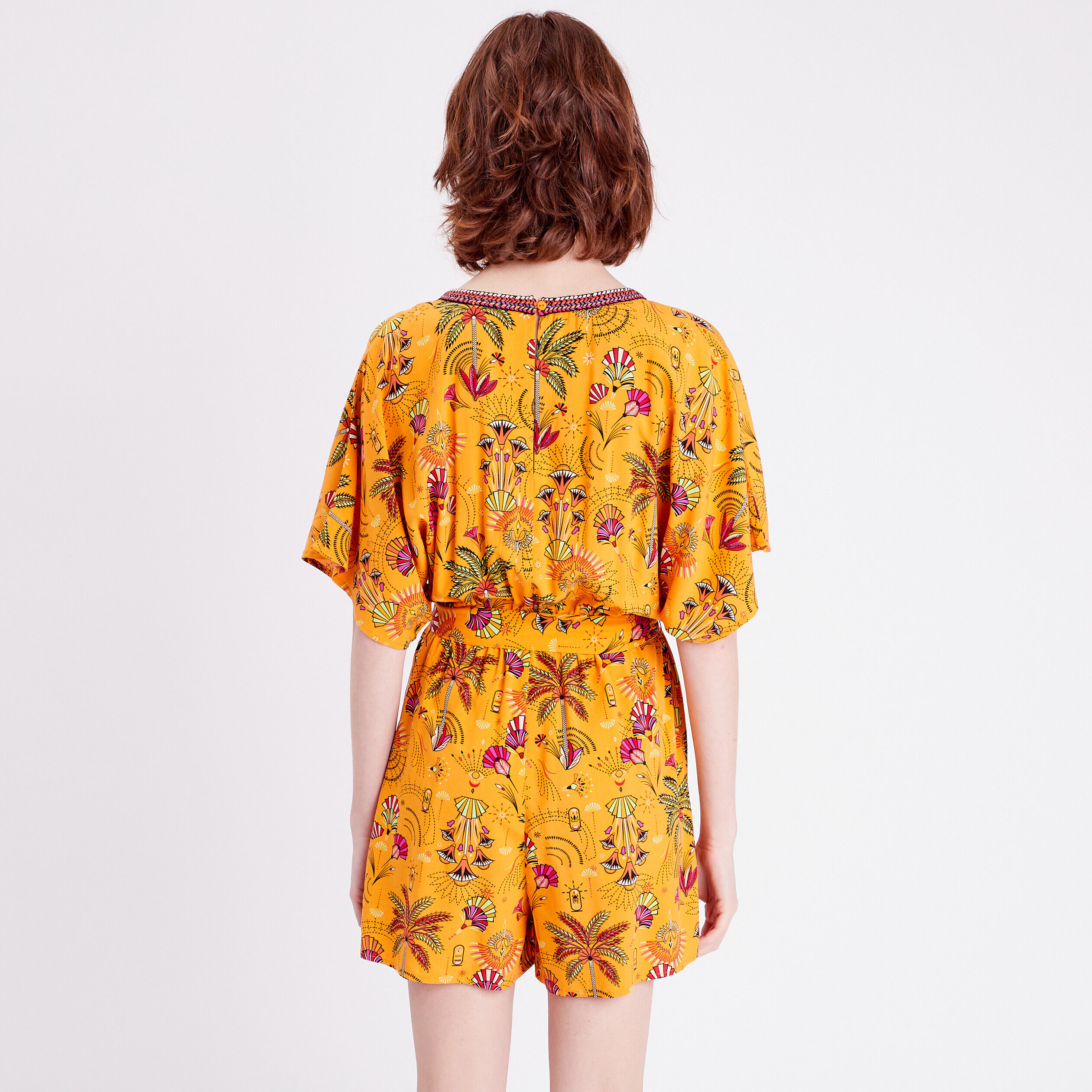 Combishort bandes tressées orange femme | Cache Cache