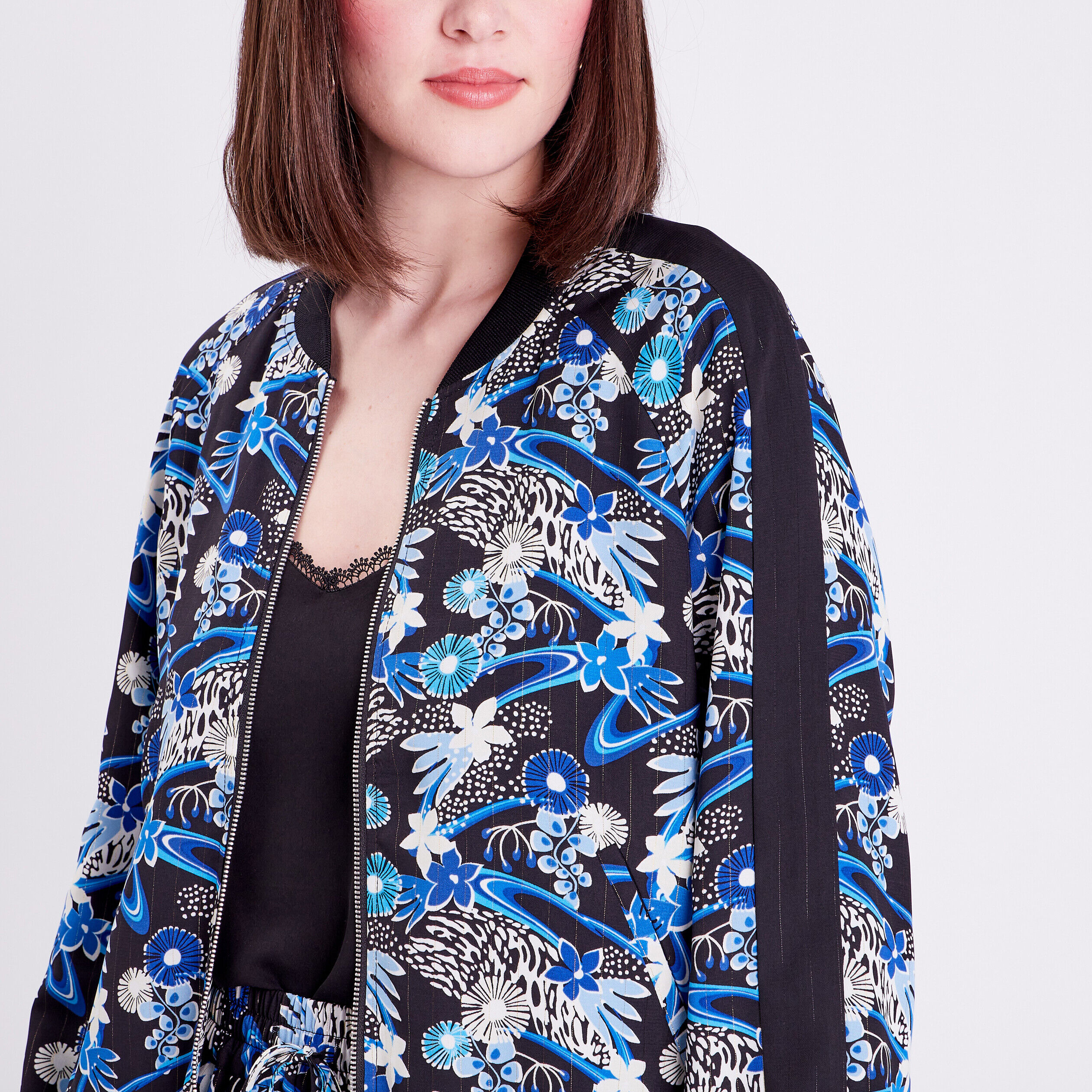 Veste teddy droite zippée noir femme | Cache Cache