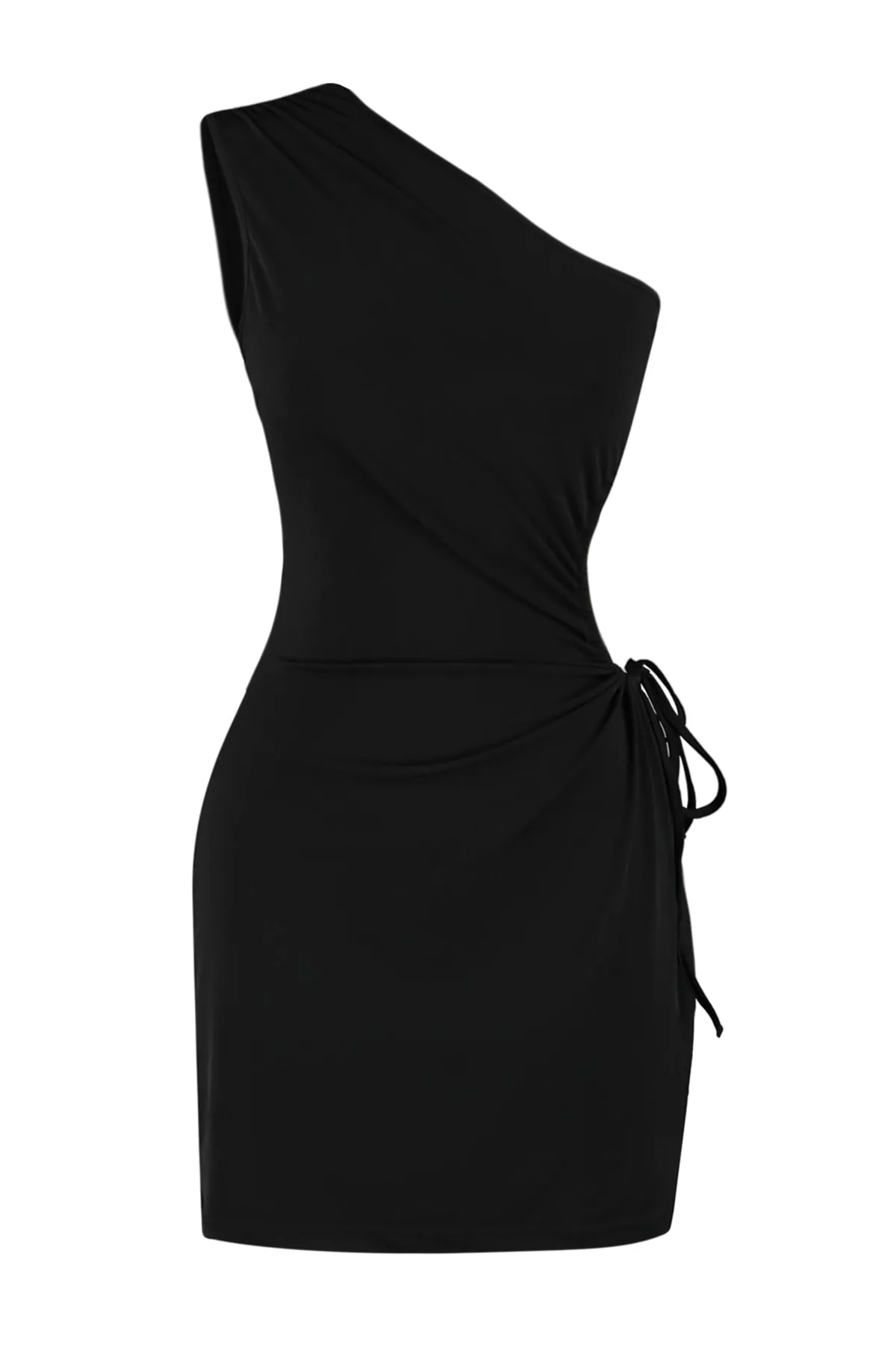 Trendyol Collection  Schwarzes, tailliertes, gestricktes Abendkleid mit Fensterausschnitt und Ausschnitten TPRSS23EL00154