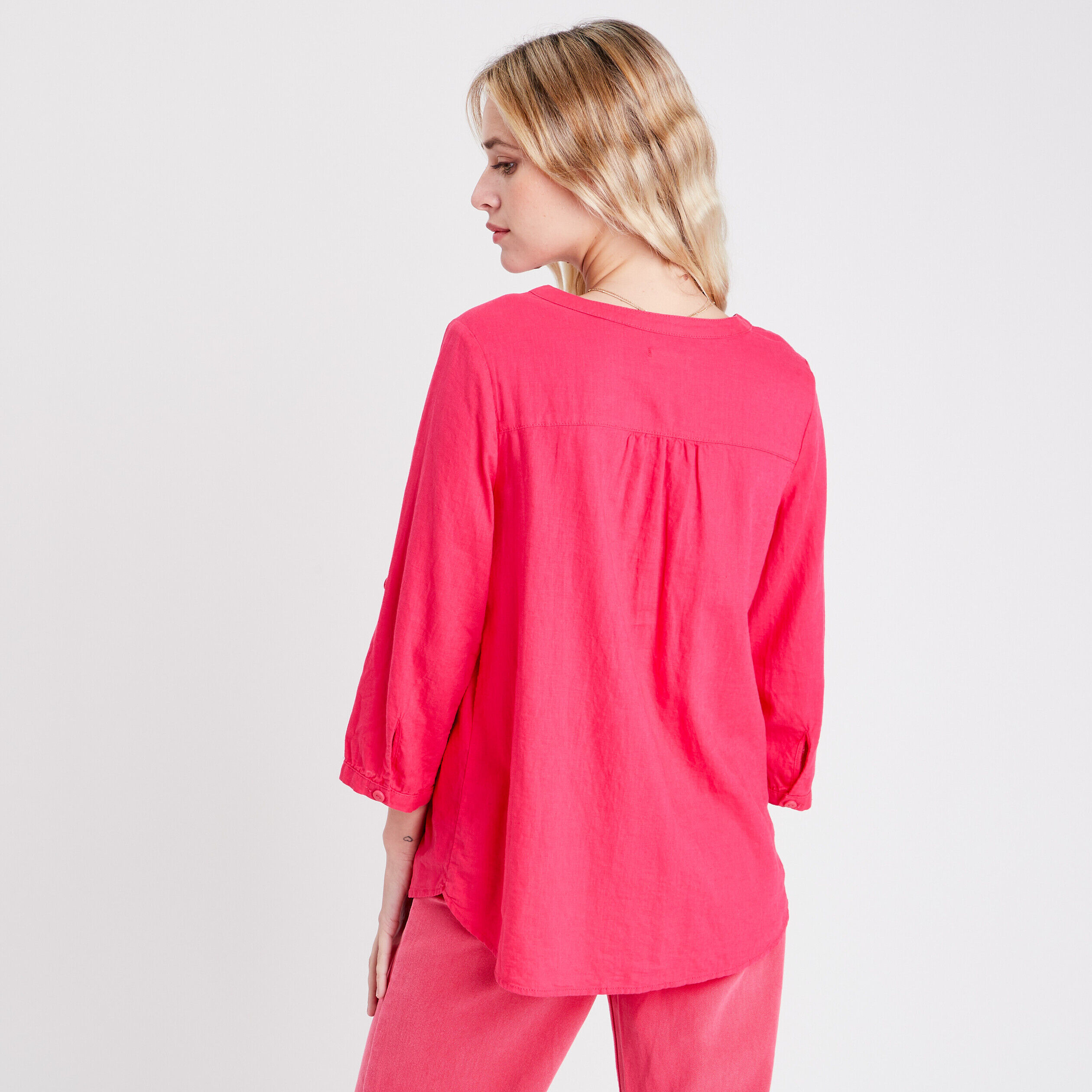 Blouse manches 3/4 rose vif femme | Cache Cache