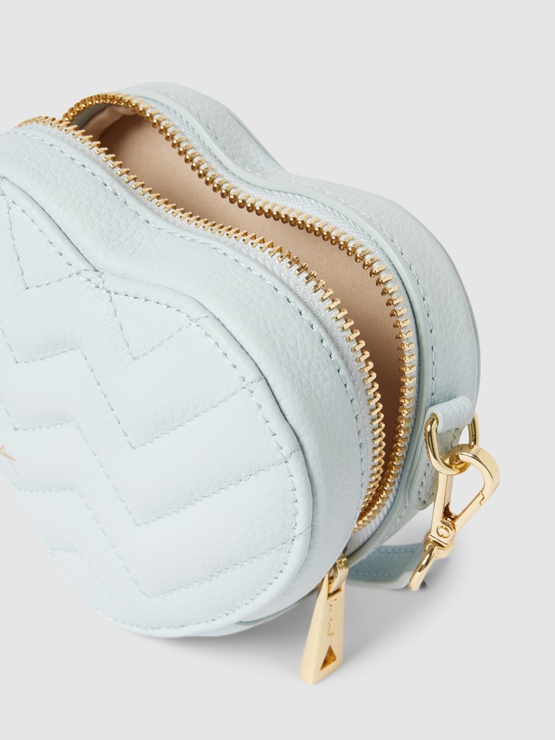 Umhängetasche aus Leder Modell 'Mini Heart Bag Ice' in hellblau