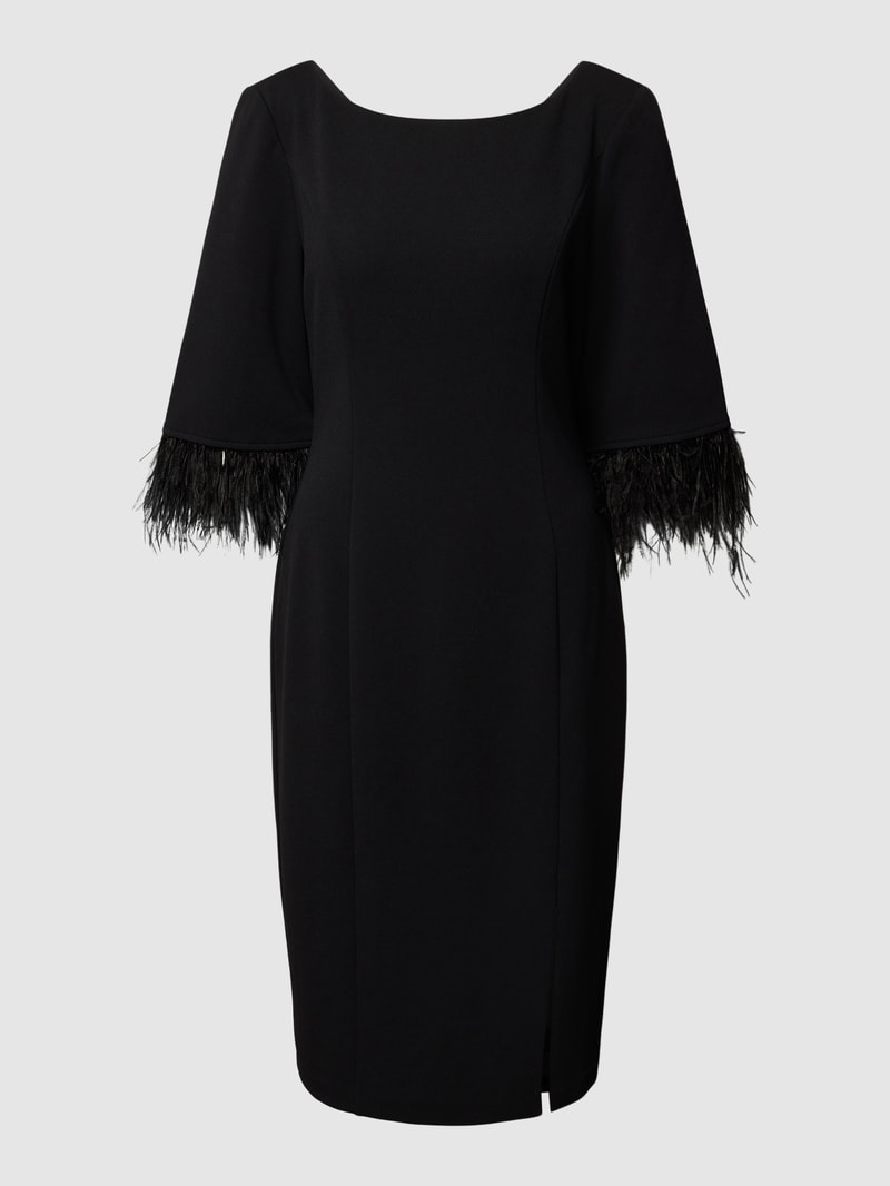Cocktailkleid mit Federn in schwarz
