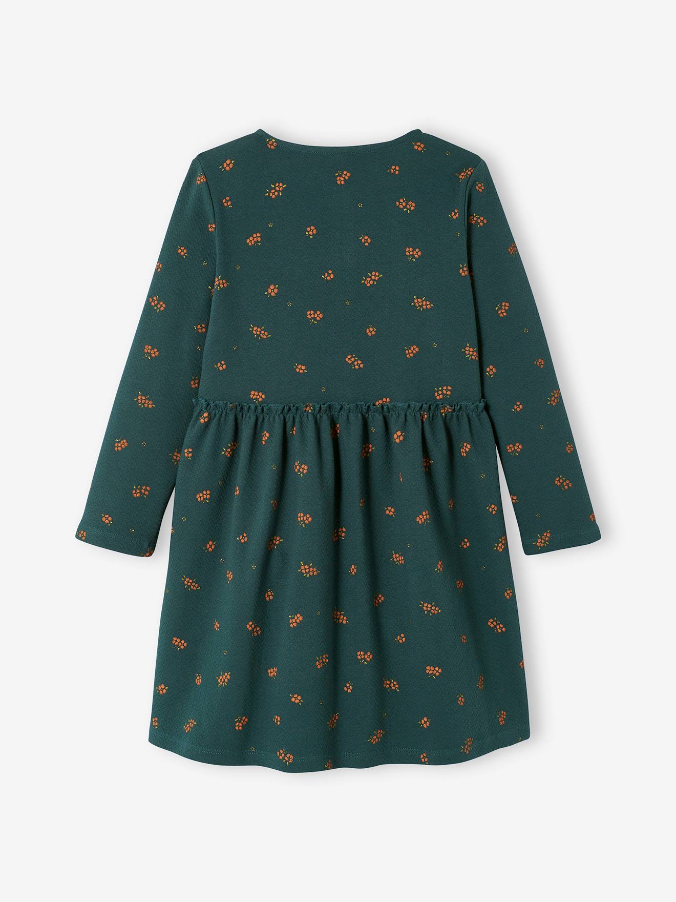 Robe imprimée fille maille reliéfée curcuma imprimé