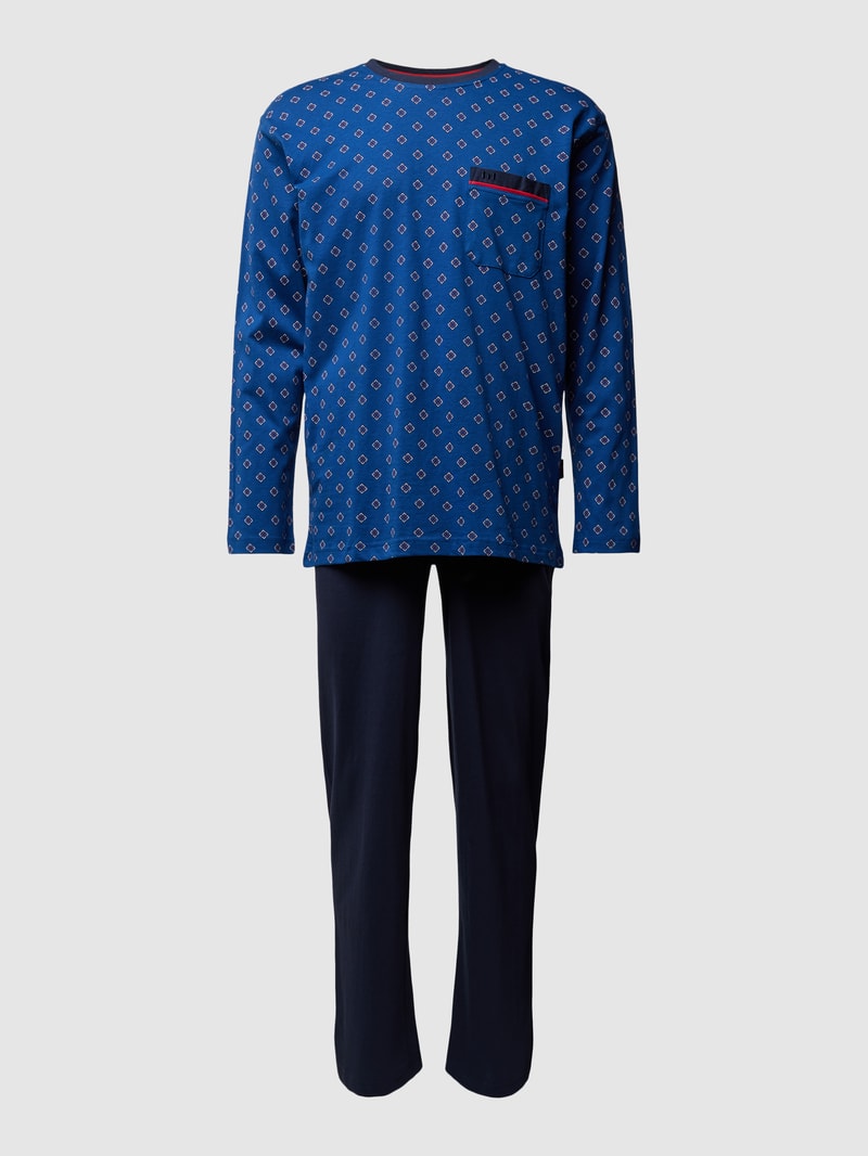 Pyjama mit Brusttasche in blau
