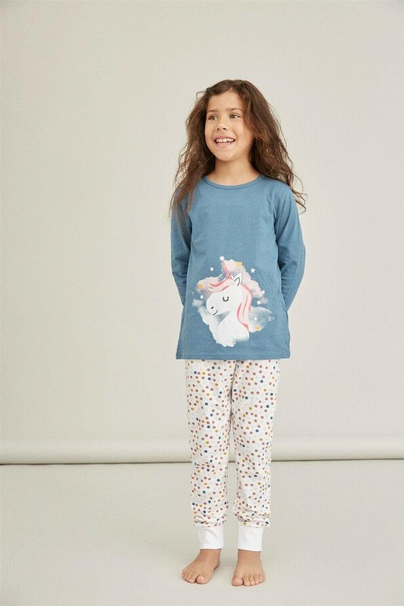 Name It Schlafanzug NKFNIGHTSET REAL TEAL UNICORN (Set, 2 tlg., Oberteil und Hose) mit Einhorndruck