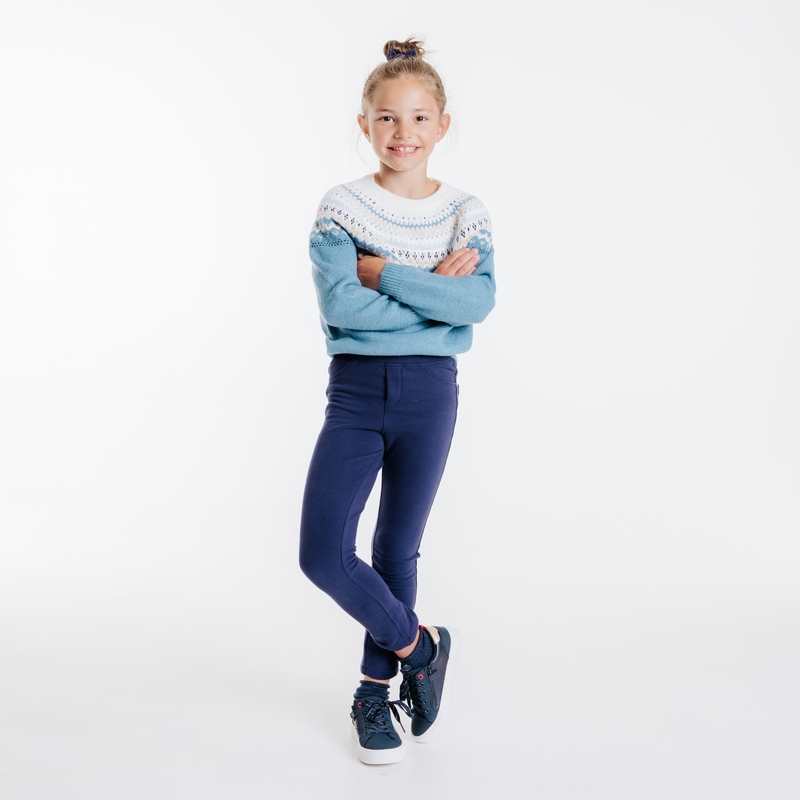 Leggings en jersey uni bleu fille