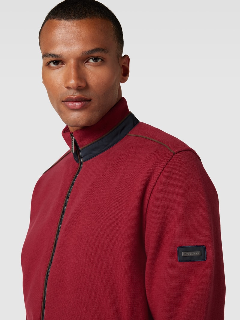 Sweatjacke mit Reißverschluss in bordeaux rot