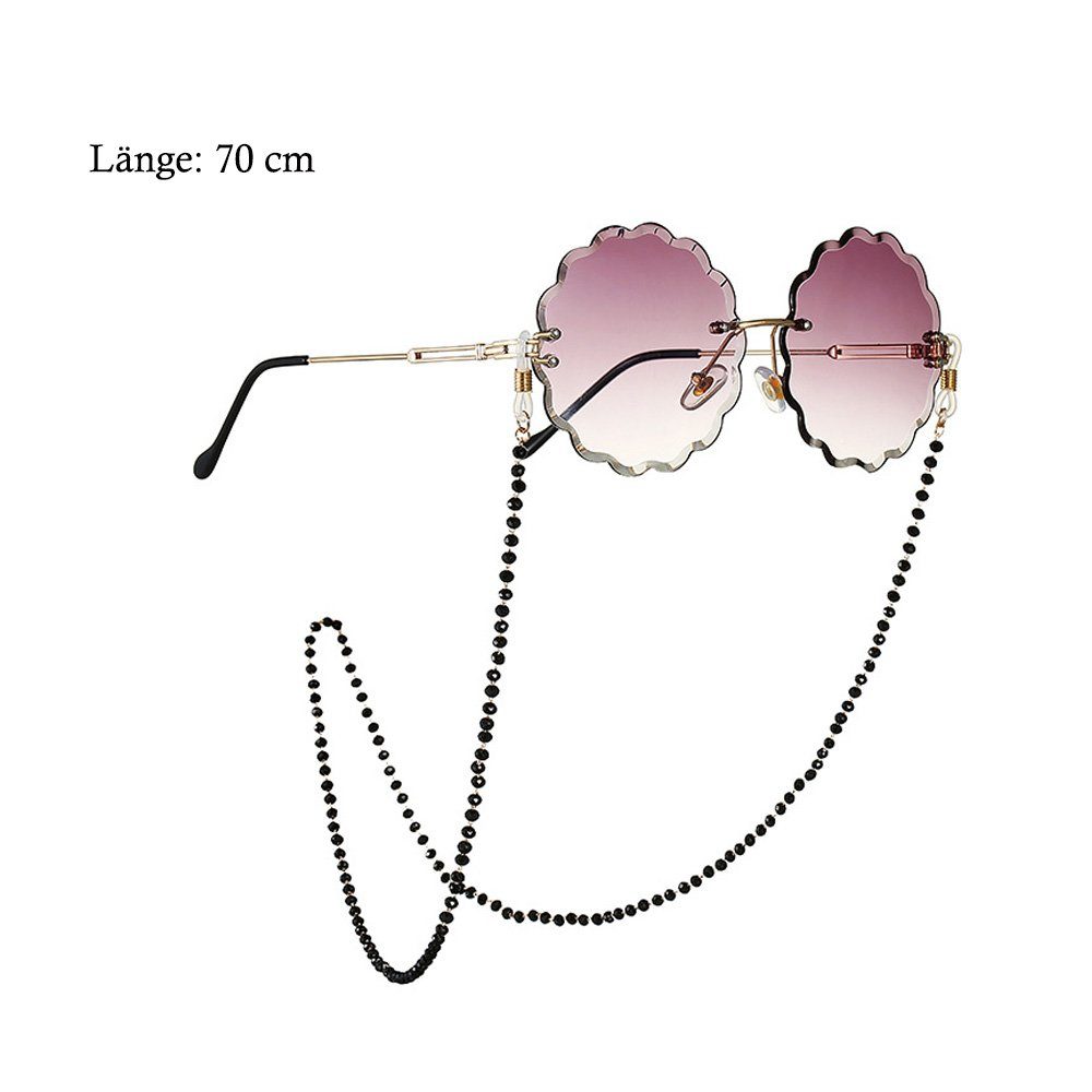 Tian Dee Brillenkette Boho-Perlen-Sonnenbrillenkette, schwarze Kristalle, Brillenkette