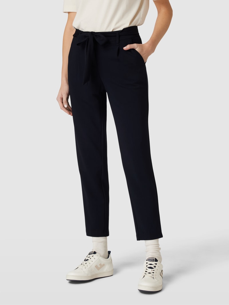 Stoffhose mit Bindegürtel in marineblau