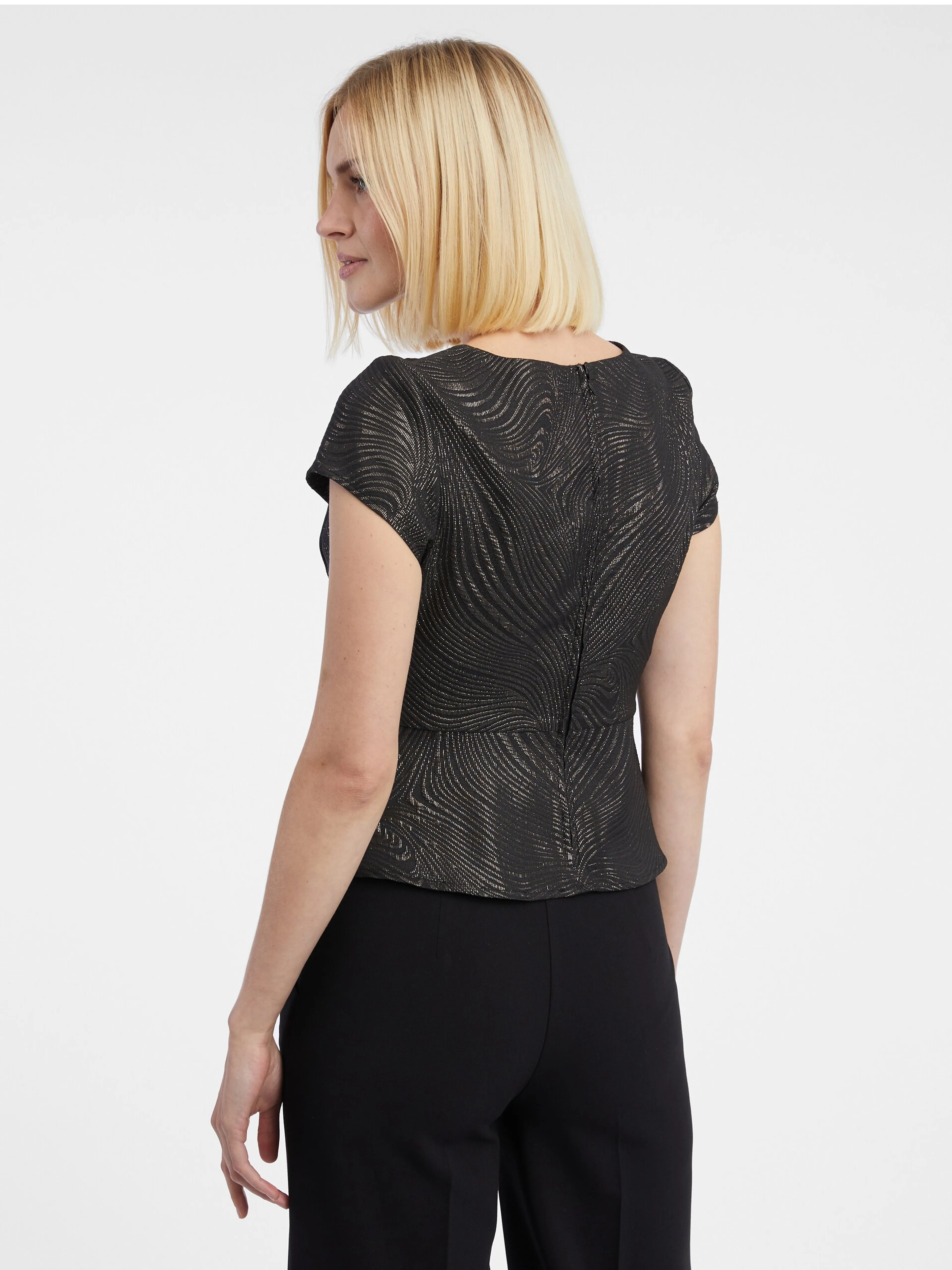 Schwarze gemusterte Damenbluse ORSAY