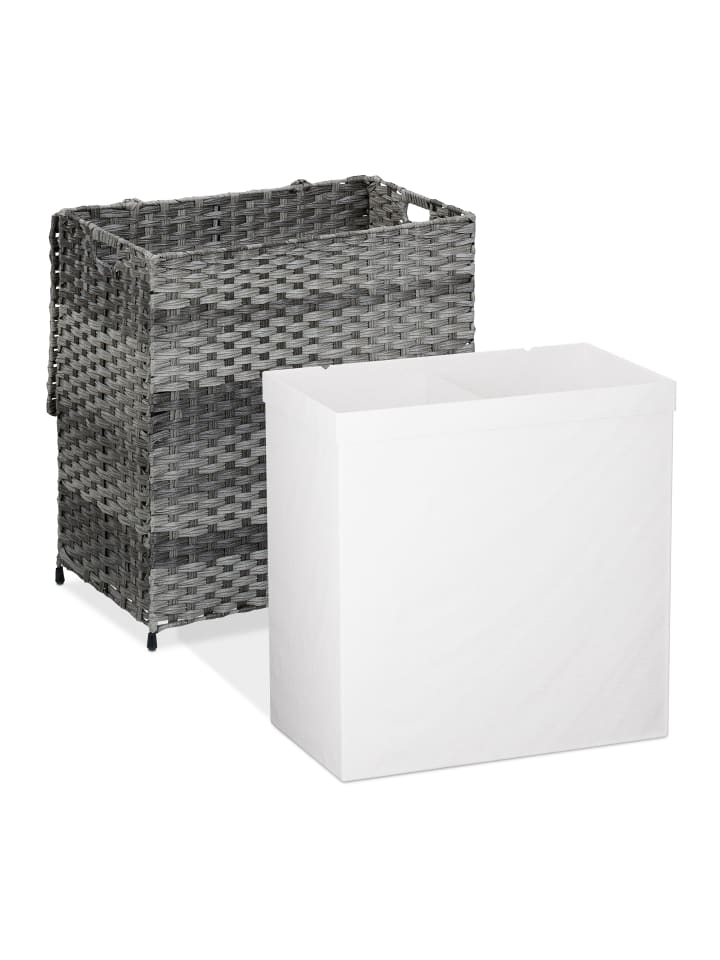 relaxdays Wäschekorb in Grau/ Beige - (B)58 x (H)60 x (T)34 cm günstig kaufen onesize