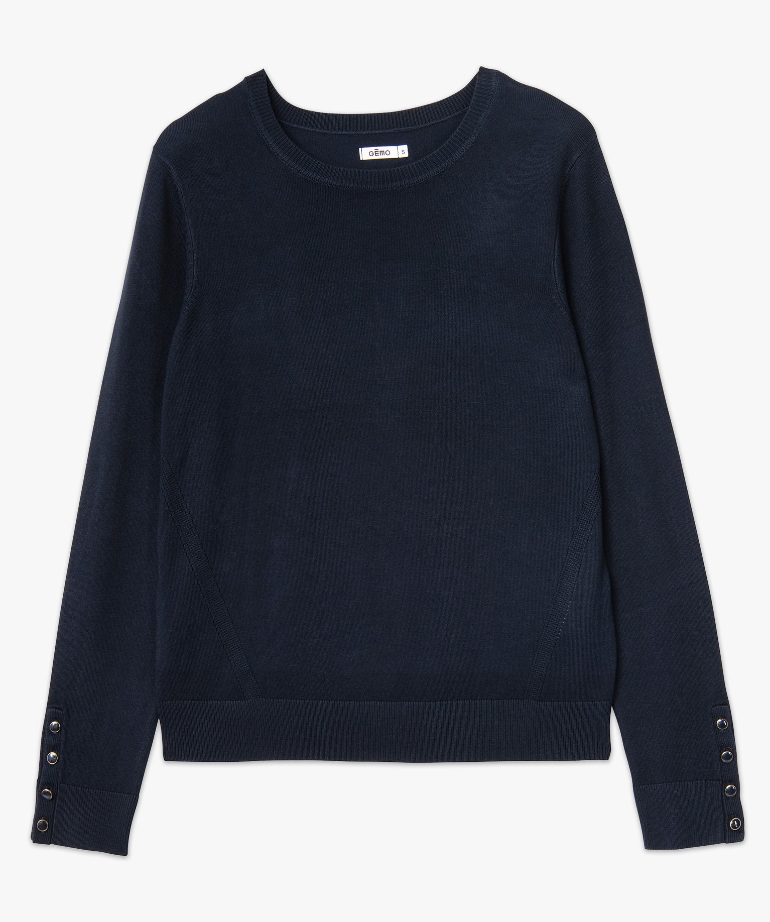 Pull à col rond en maille fine femme bleu | GEMO