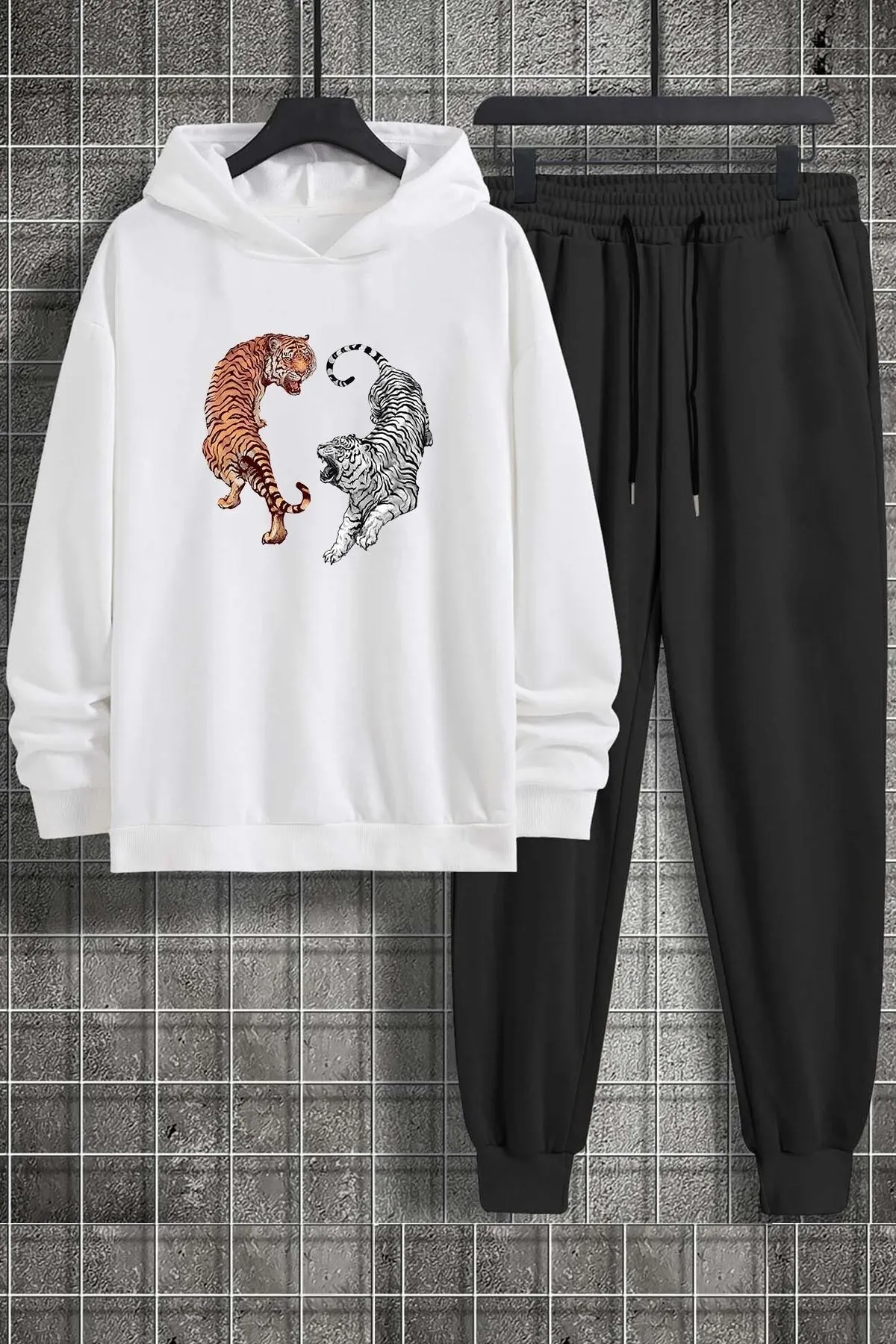 uyguntarz  Unisex-Trainingsanzug-Set mit Tiger-Print