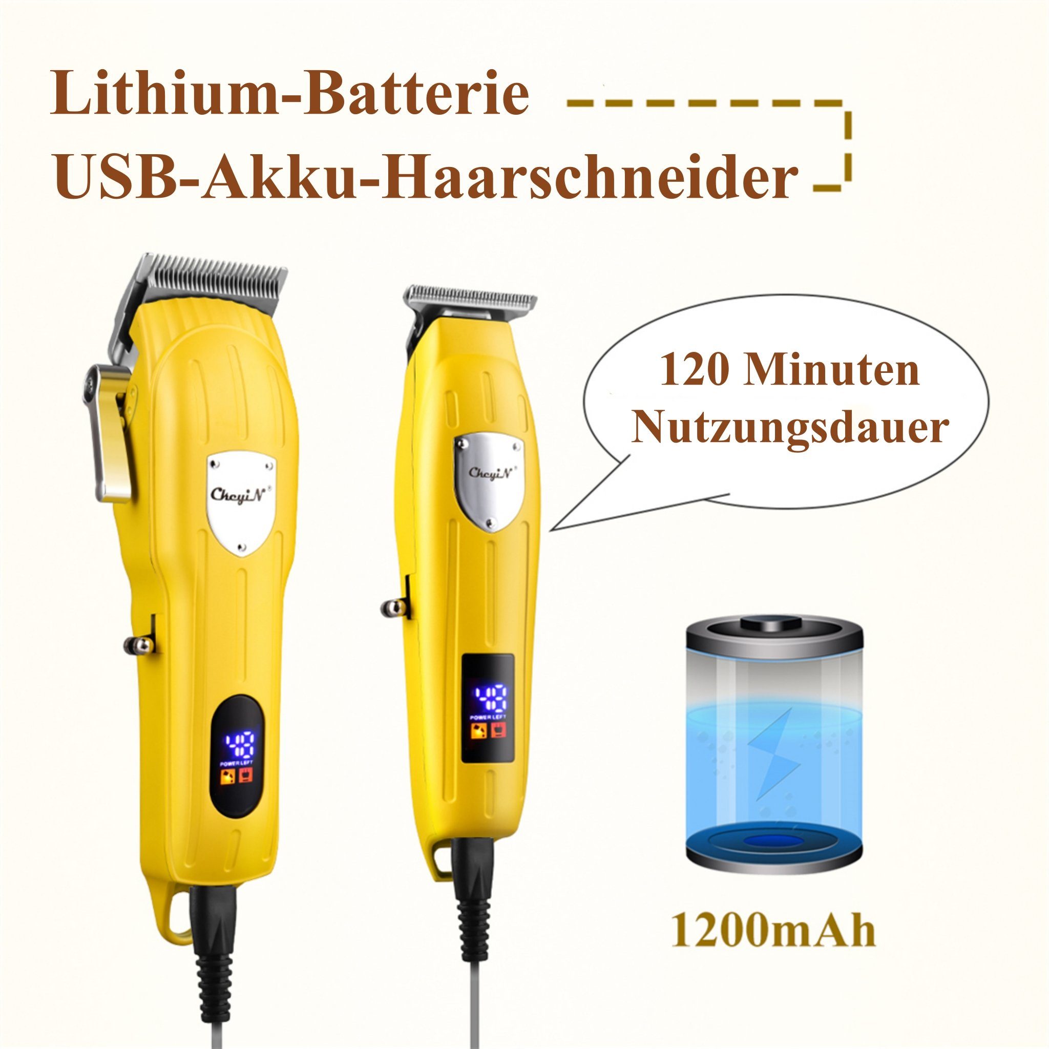 CkeyiN Haar- und Bartschneider Elektrisch Haarschneidemaschine Profi Haarschneider, Harrtrimmer und Reinigungsbürste, mit 9 Kammaufsätzen, Schneidkopf aus Keramik und Edelstahl, geräuscharm