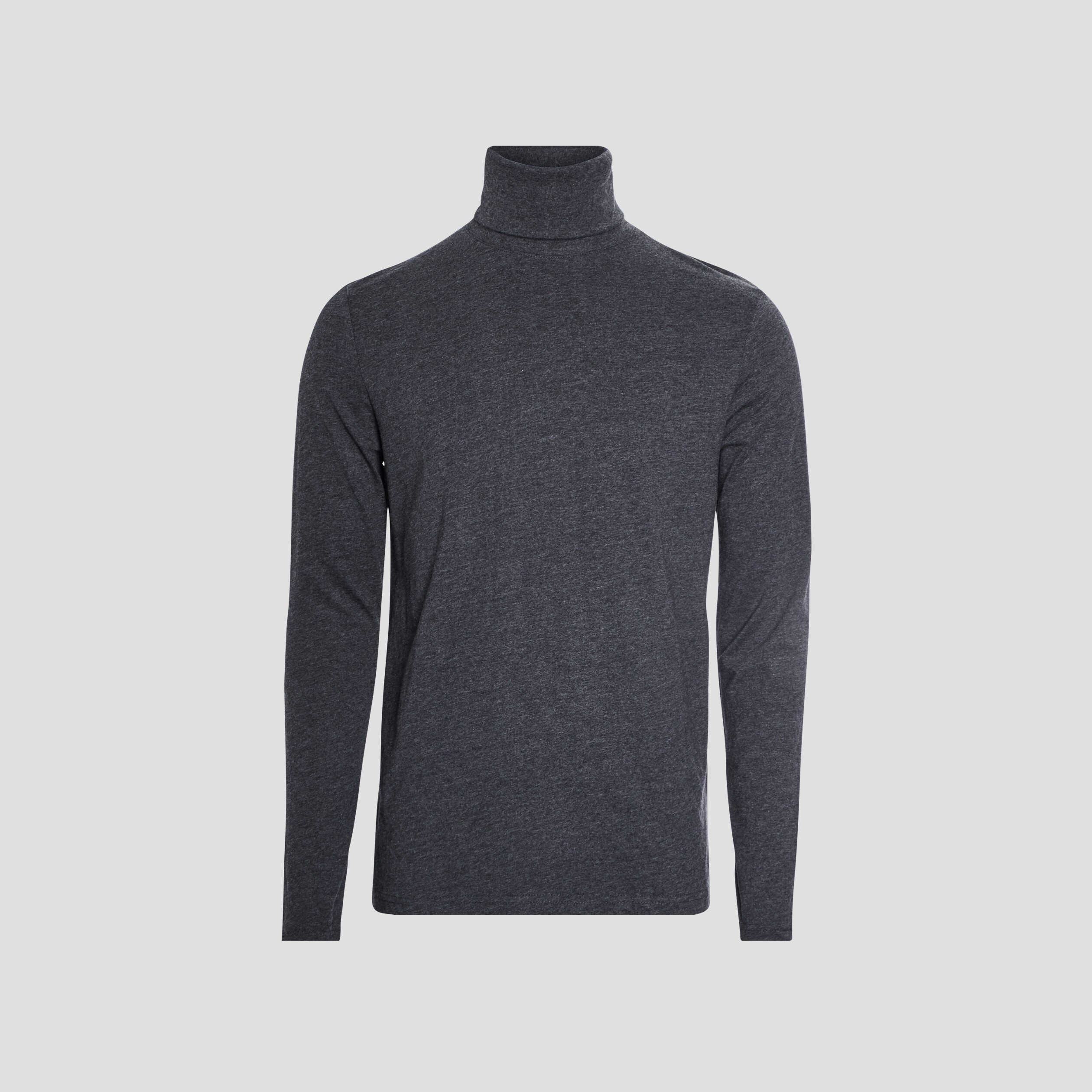 T-shirt col roulé manches longues gris foncé homme | La Halle